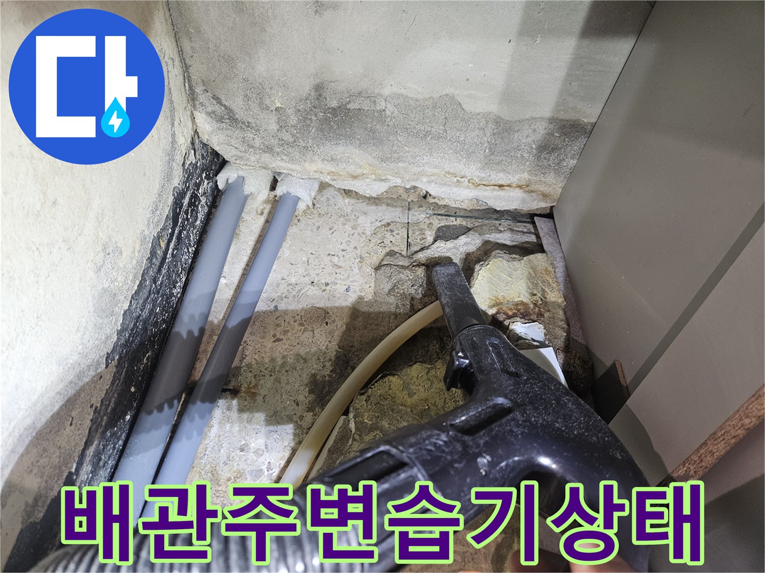 샤워실-바닥-배관-사이의-물고임-현상-사진