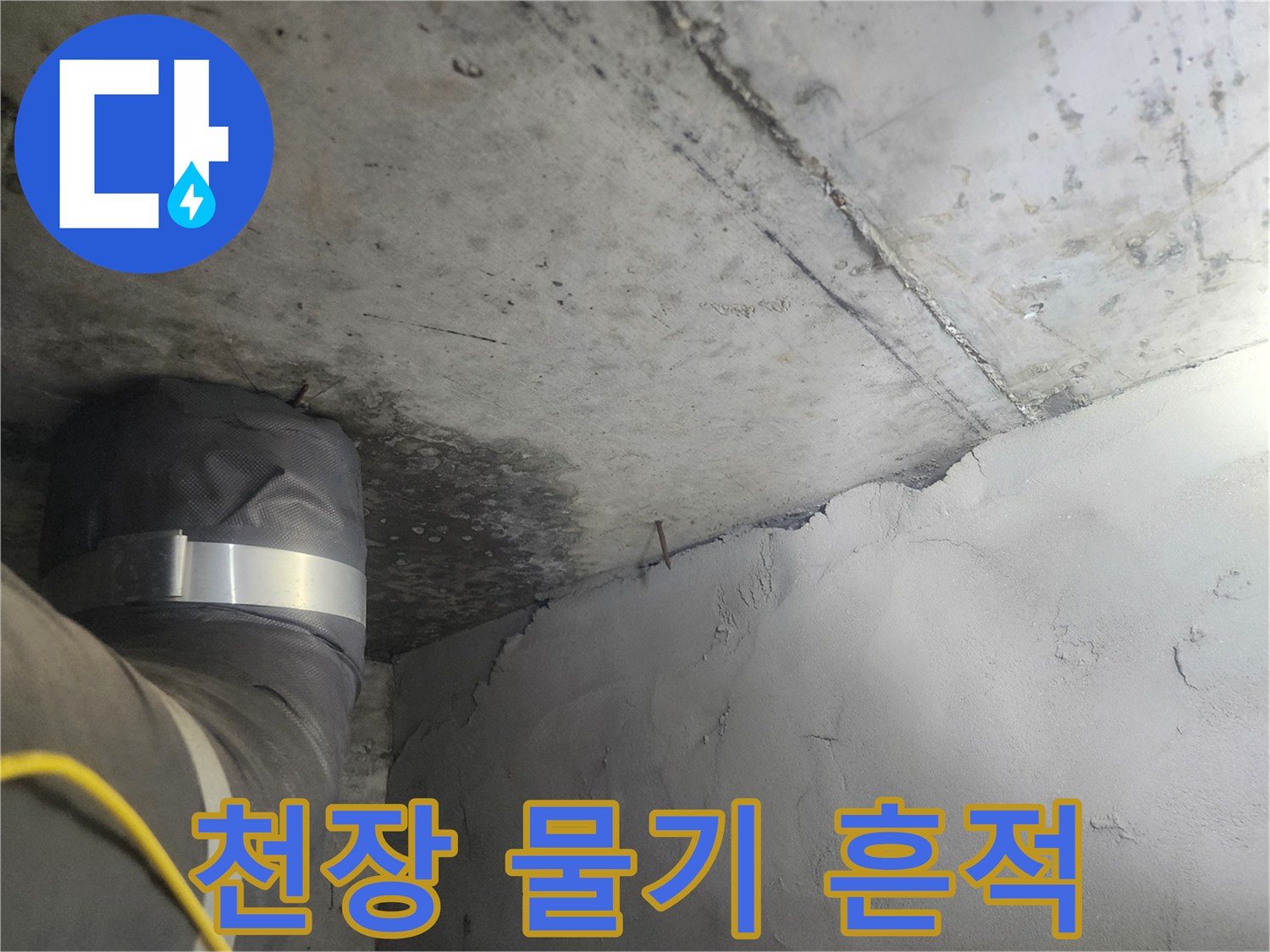 습기로 변색된 천장 콘크리트 구조물