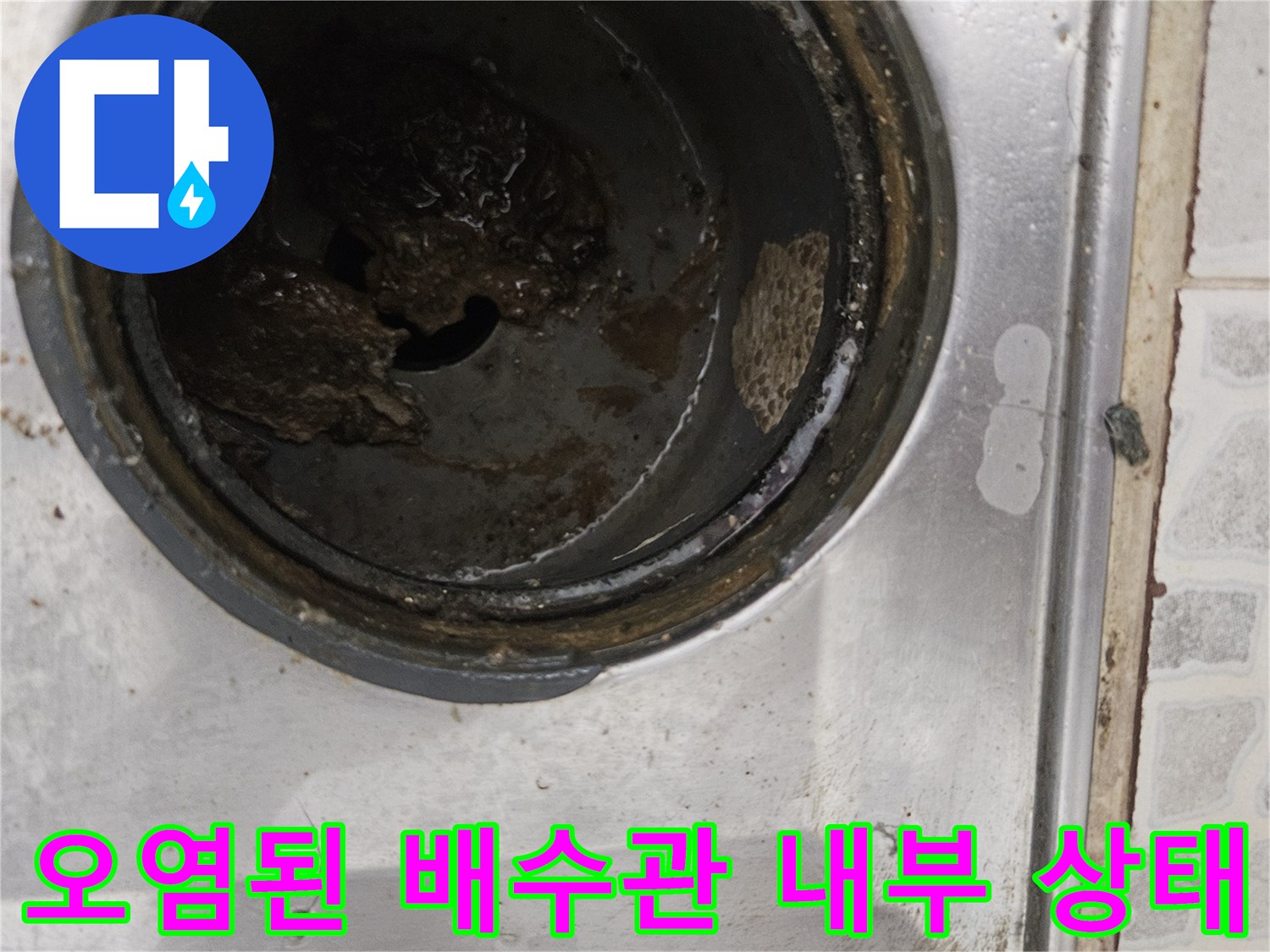찌꺼기가-가득한-싱크대-배수구-내부-모습