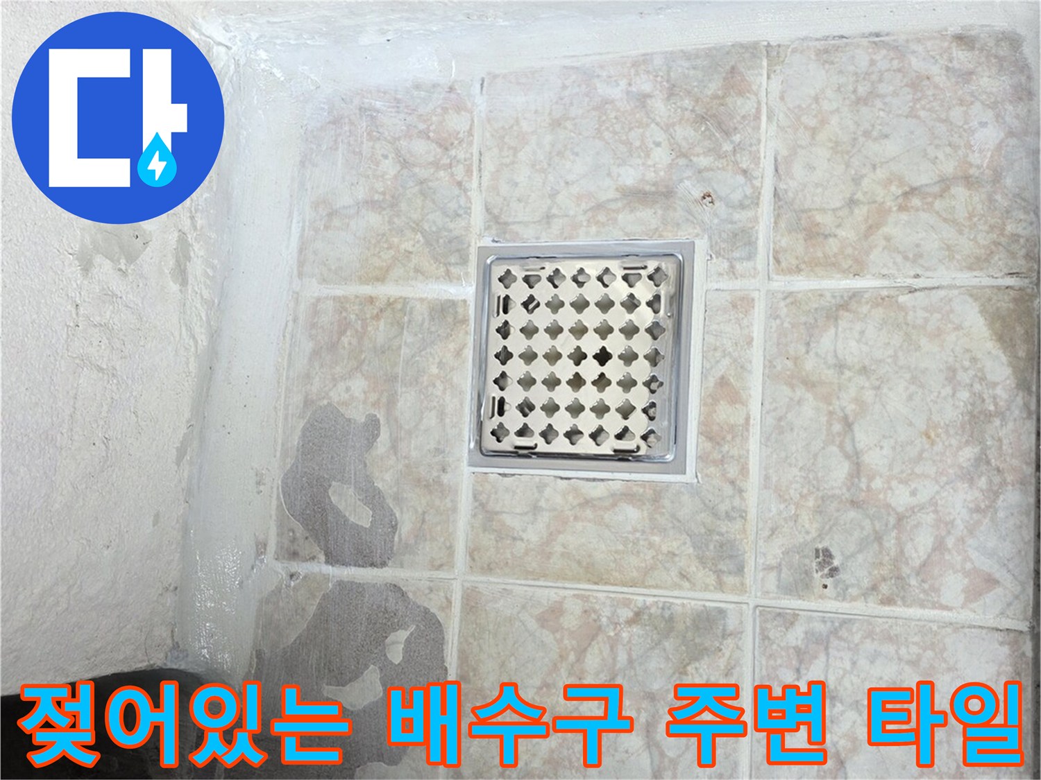배수구-주변-타일의-습윤한-상태