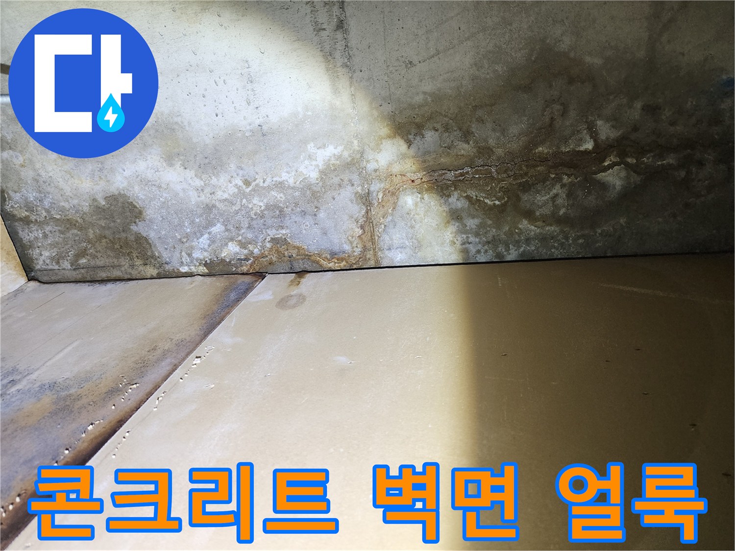 누수 피해-천장 경계부의 심한 오염 상태