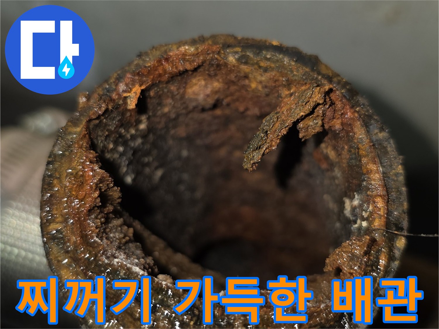 오염된 하수 배관의-단면 상태 사진