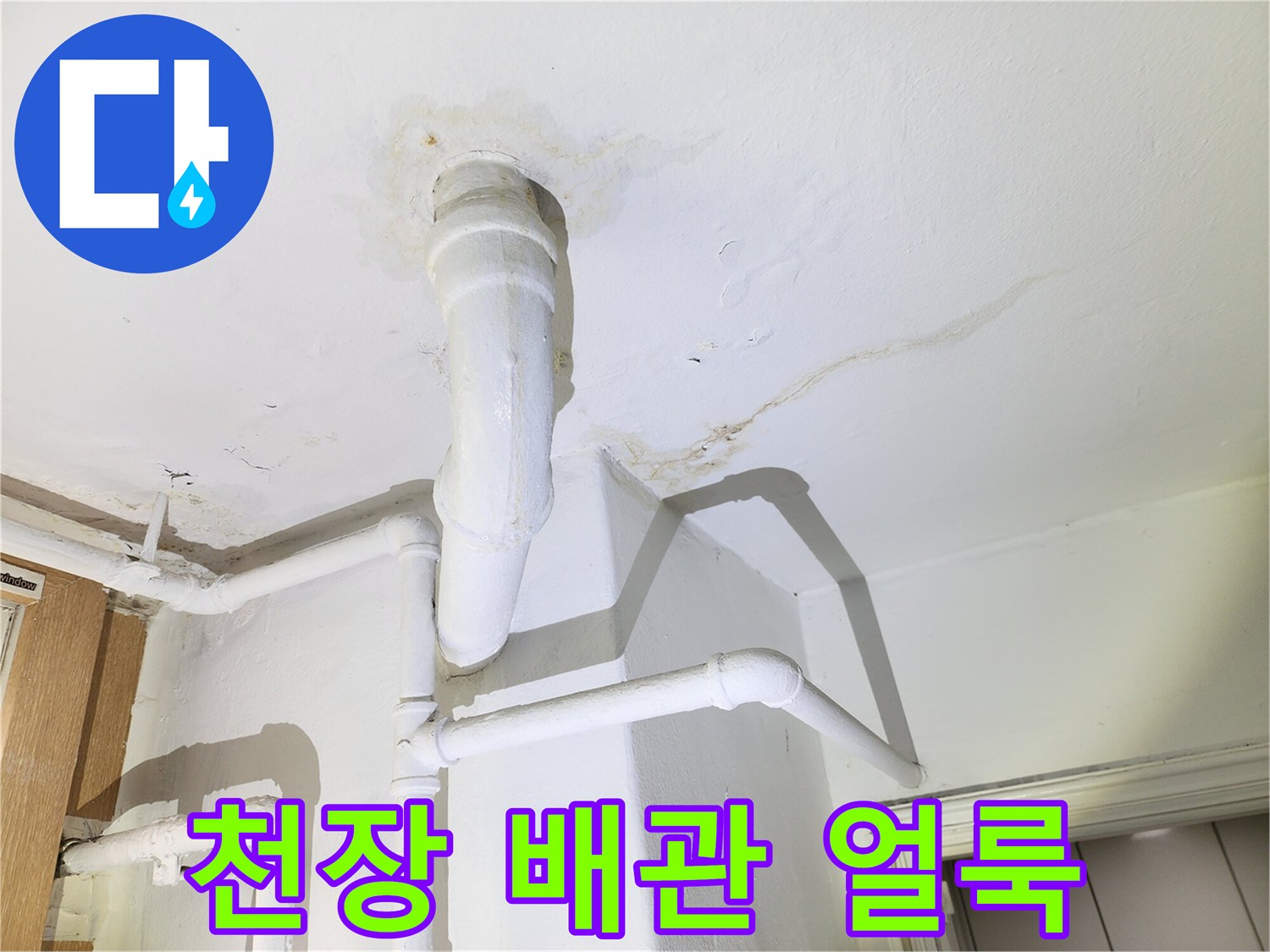 세탁실-천장-배관-주변의-젖은-얼룩-모습