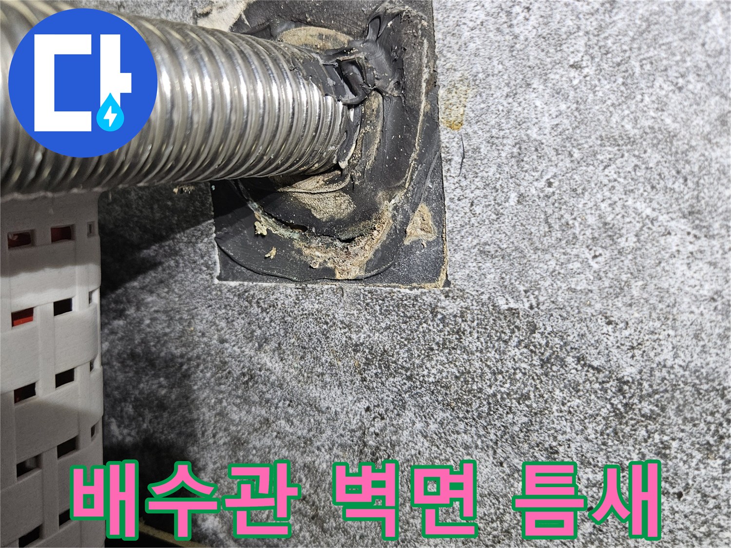세면대-주름관-벽체-연결-부위-누수-확인