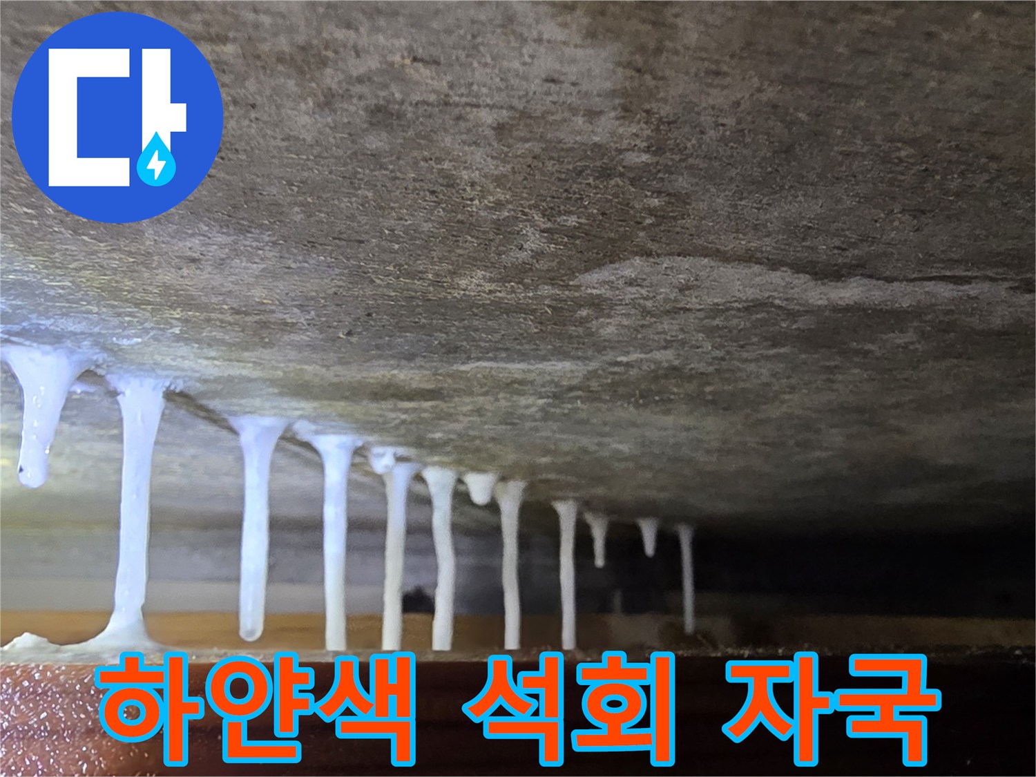천장 슬래브 하단에-맺혀있는-석회물 고드름