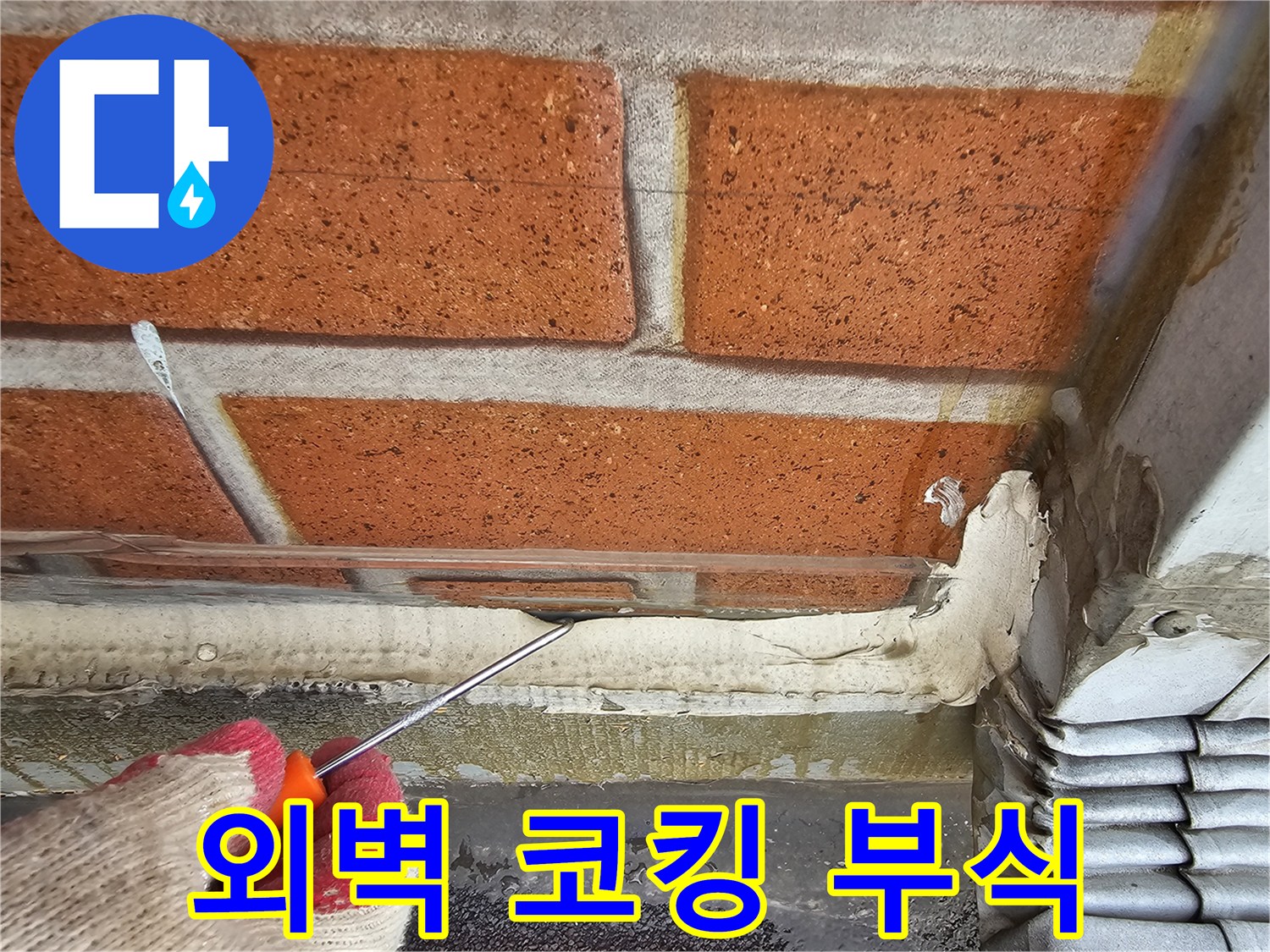 송곳을-이용해-벌어진-방수층-틈새를-점검함