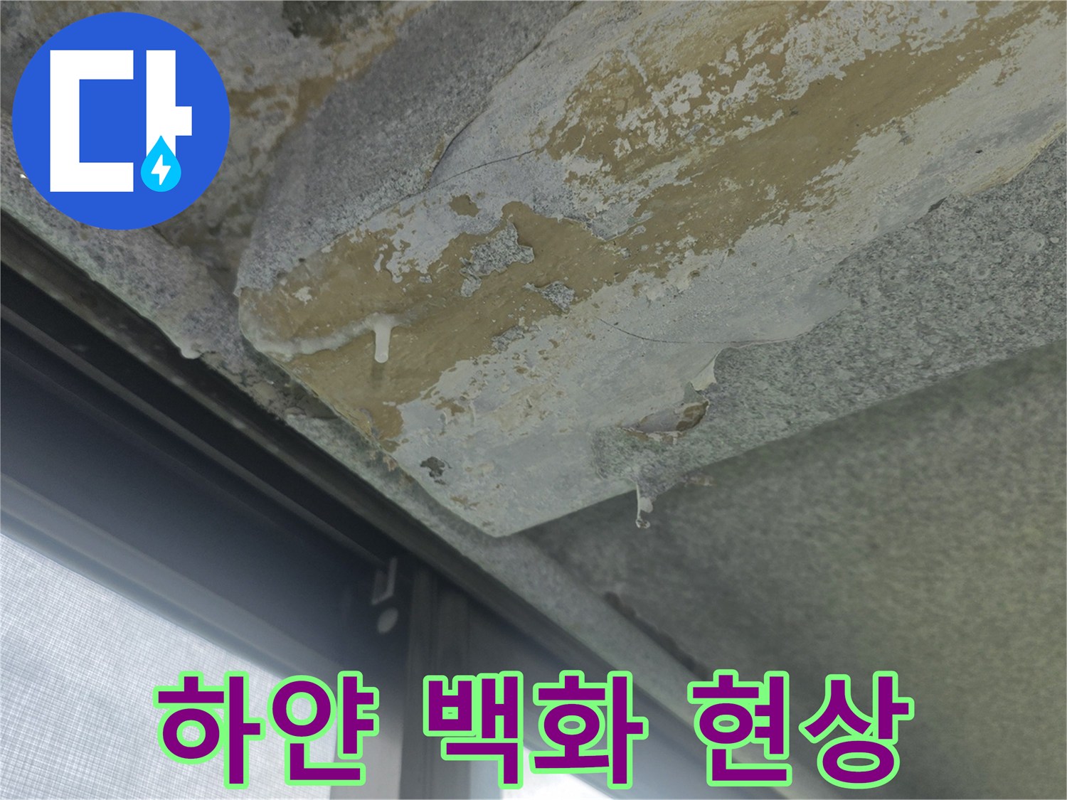 베란다-천장-부분적인-백화현상과-습기-흔적