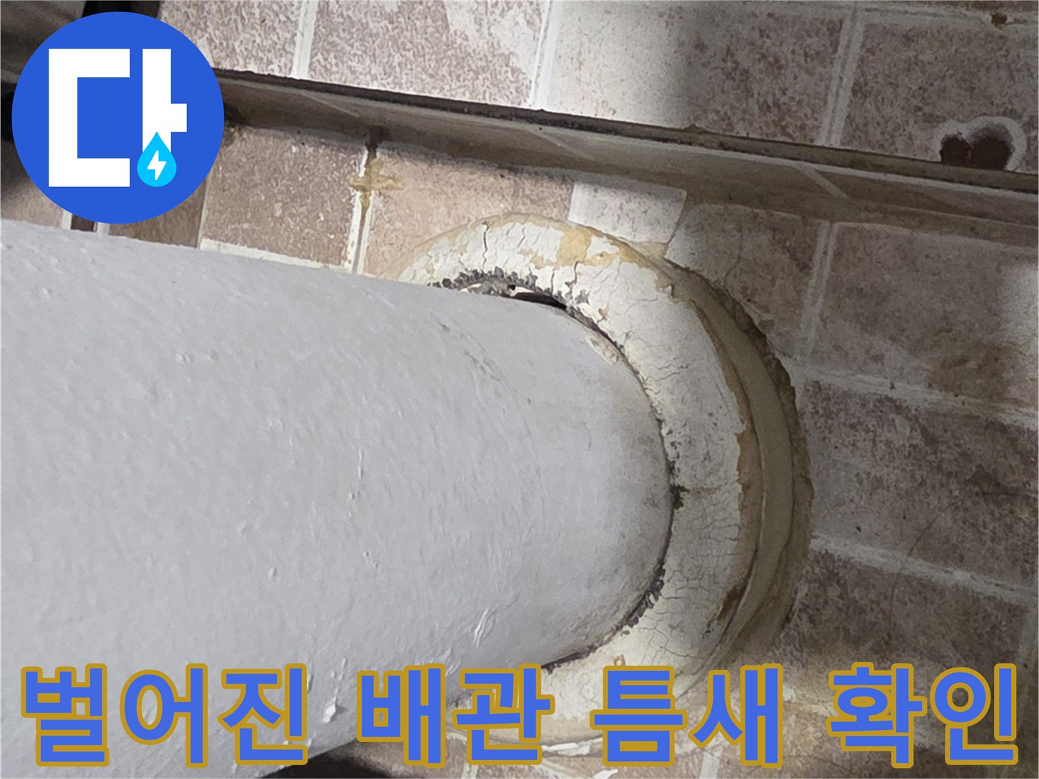 하얀색-배관-주변의-방수층-파손-부위