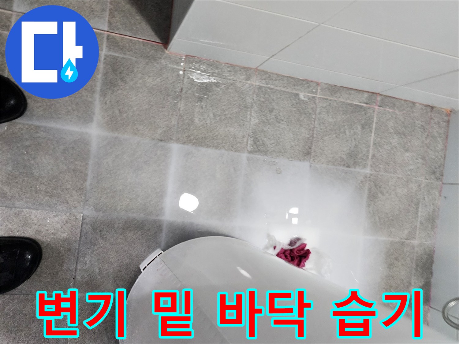 욕실 변기 주변-타일 사이 물샘 증상 촬영