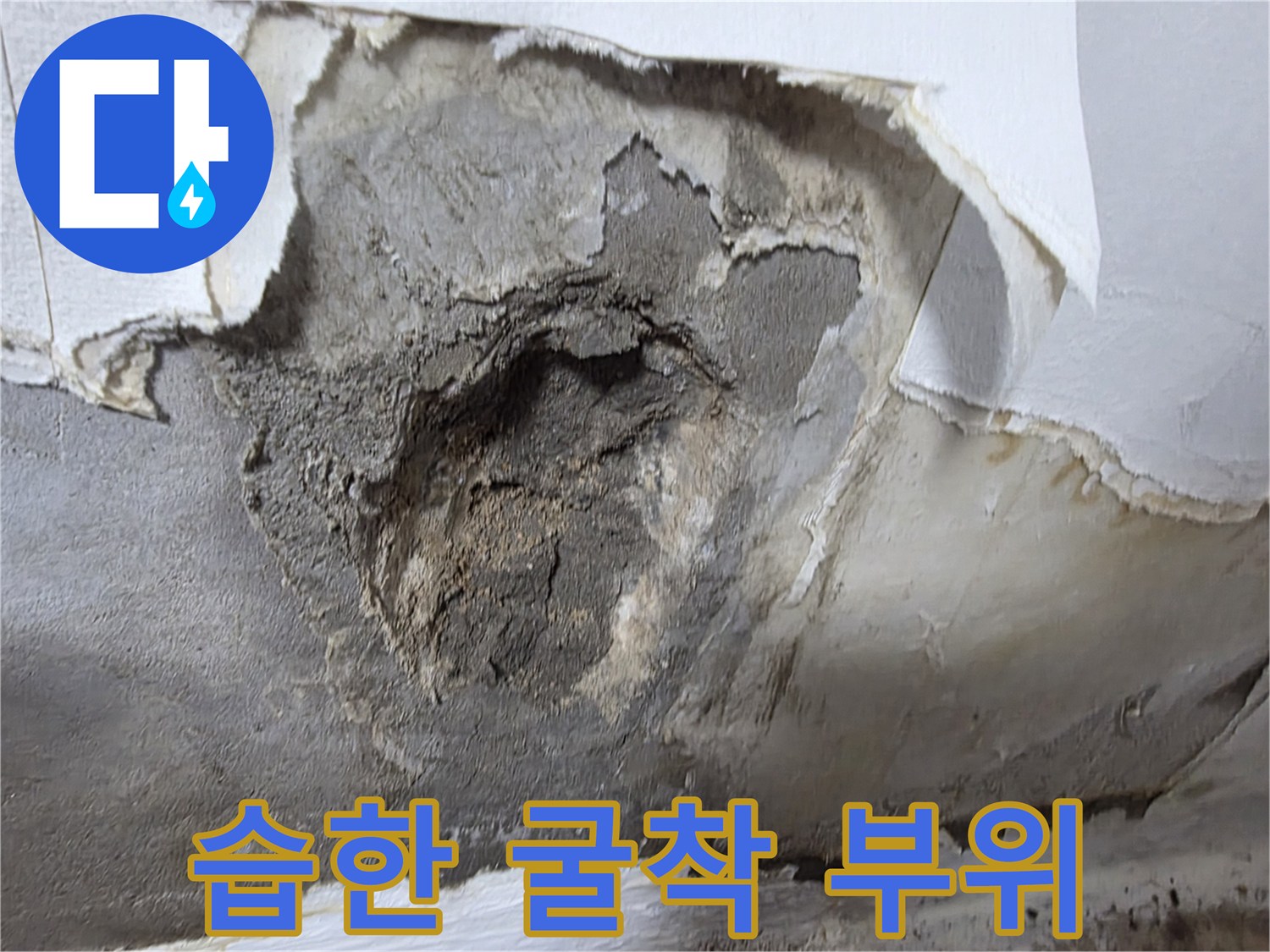 배관 결함을 찾기 위해 파헤친 벽체 내부 사진