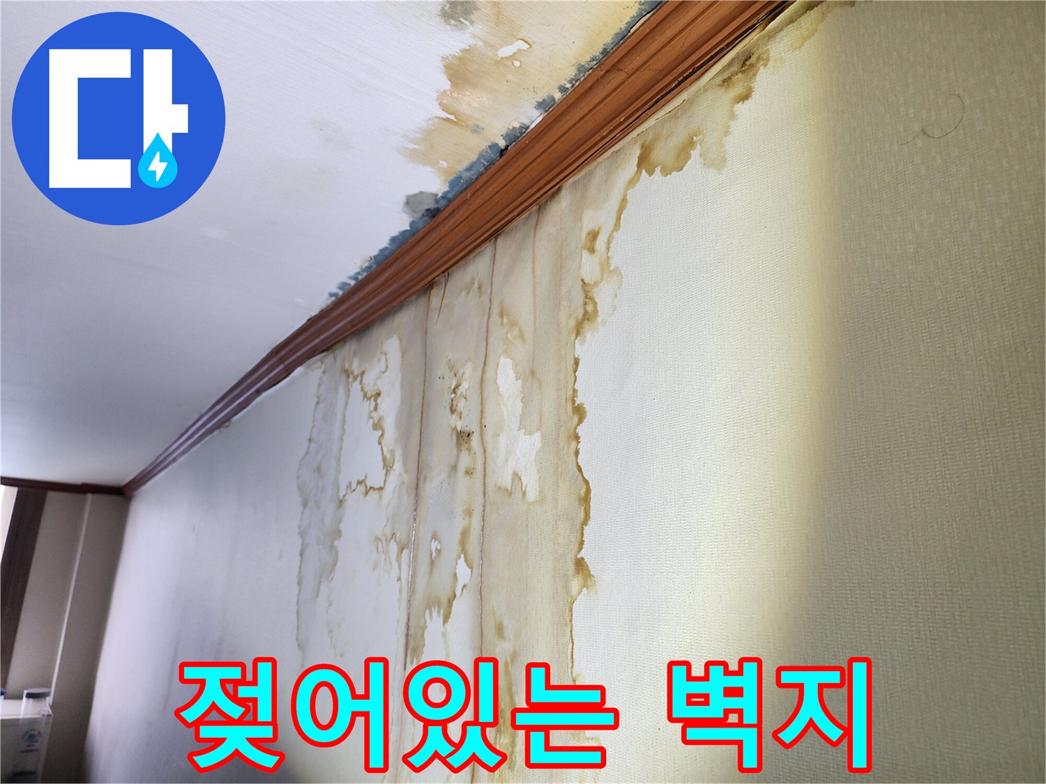 물에 젖어-변색된-실내 벽면