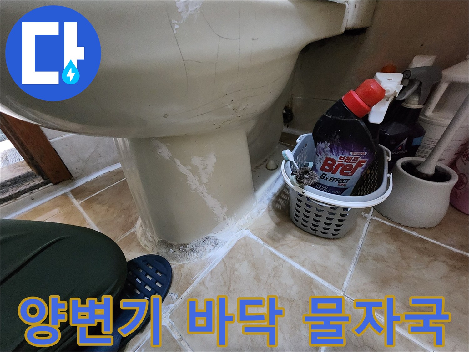 양변기-하부-타일-사이-오염된-물흔적