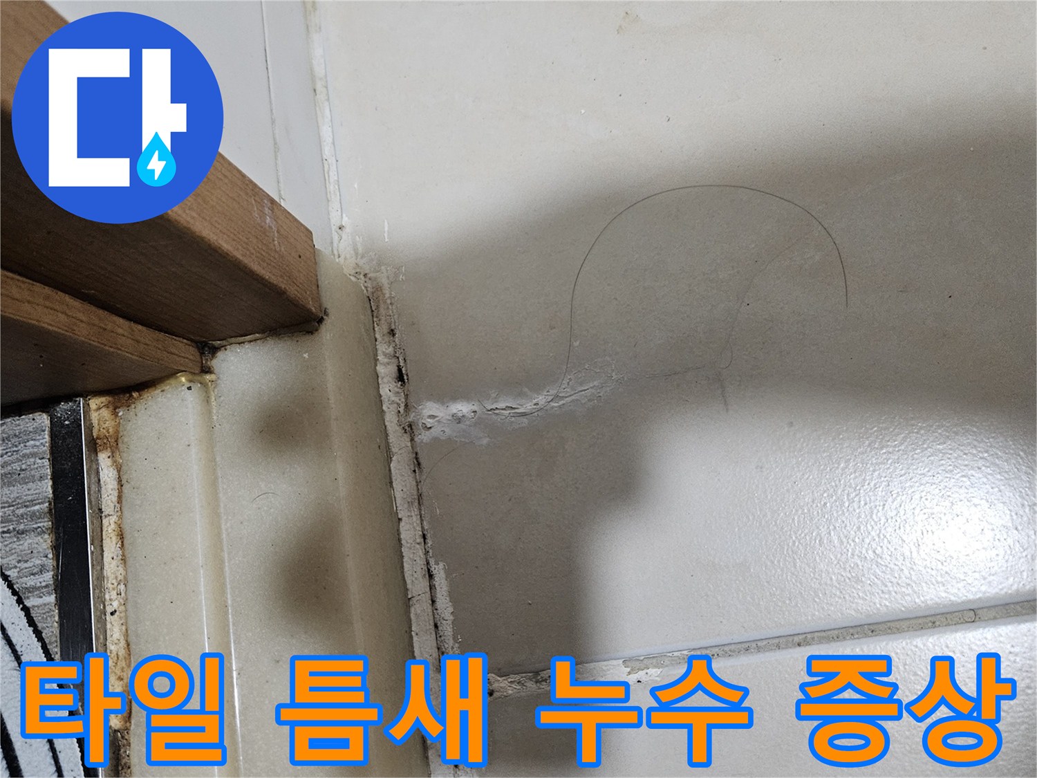 갈라진 타일 줄눈 사이의 습기 배어 나옴