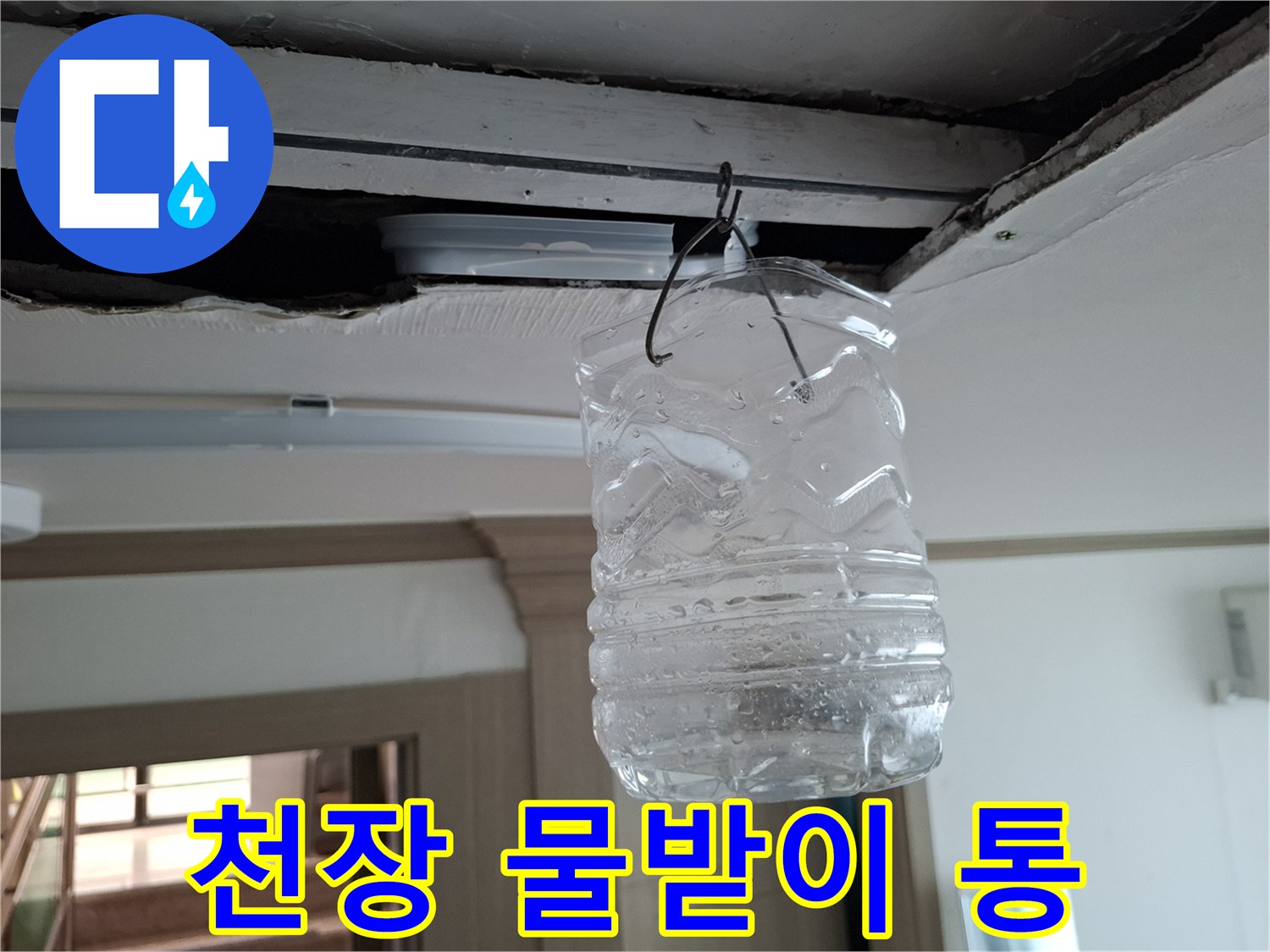 아랫집-천장에-매달린-물받이-용기