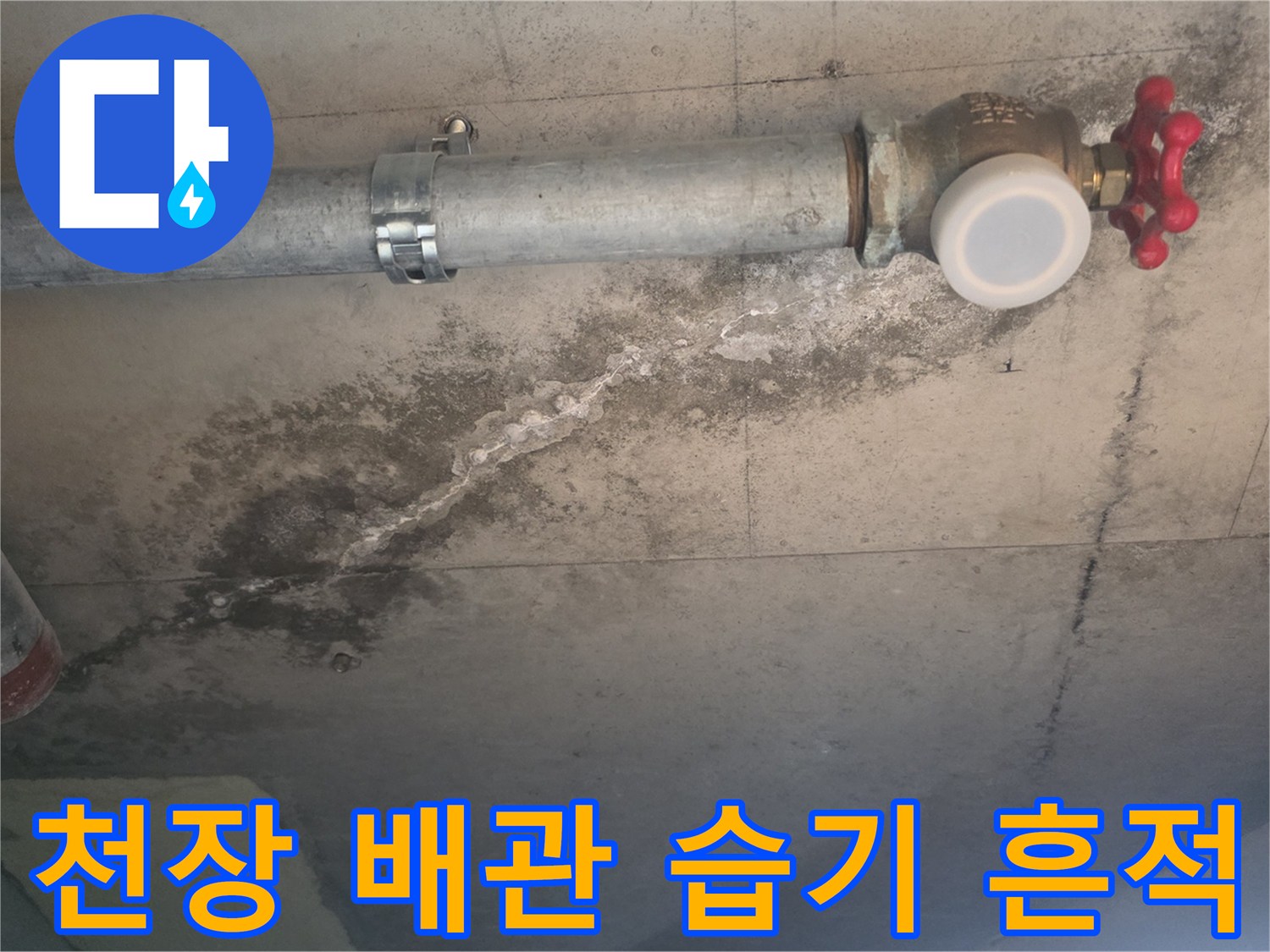 금속 배관 하단 콘크리트의 물 번짐 현상