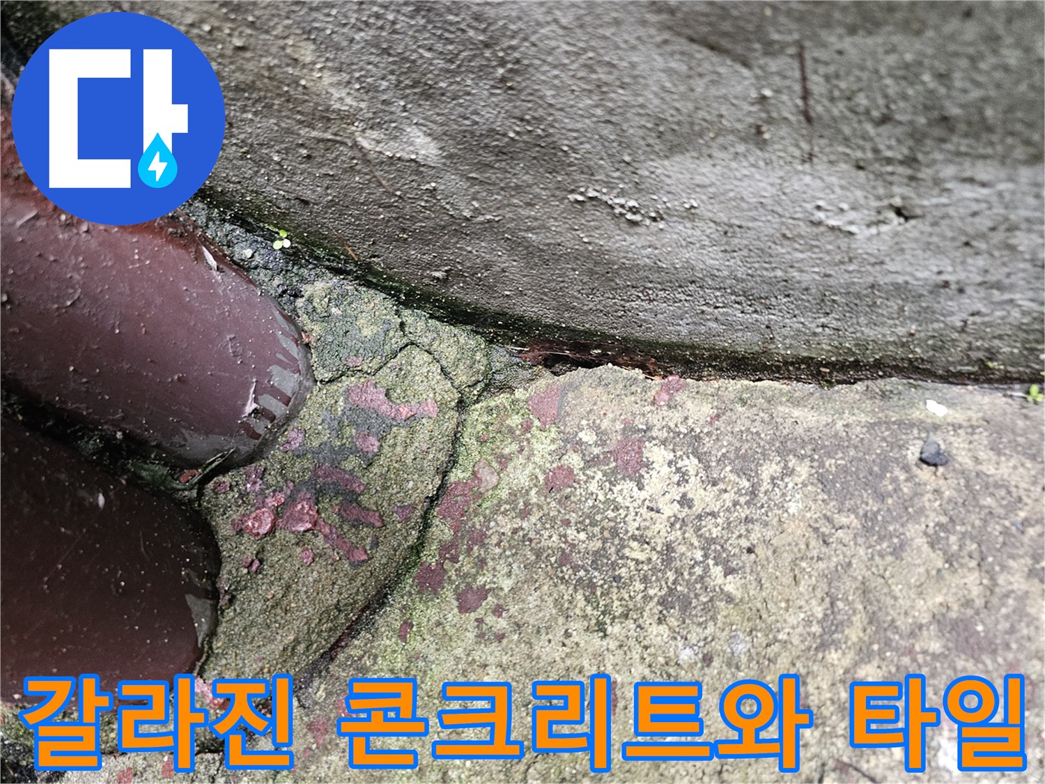 콘크리트-균열과-젖은-타일-상태