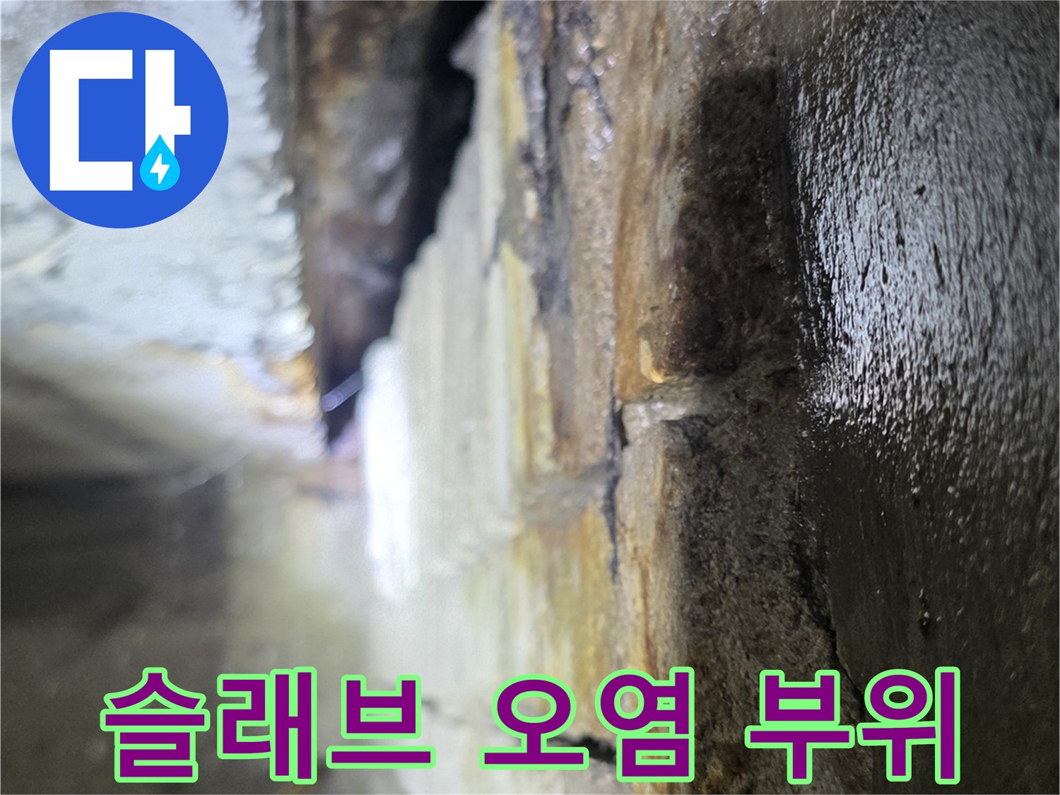 젖어 있는-상가 천장 슬래브 내부