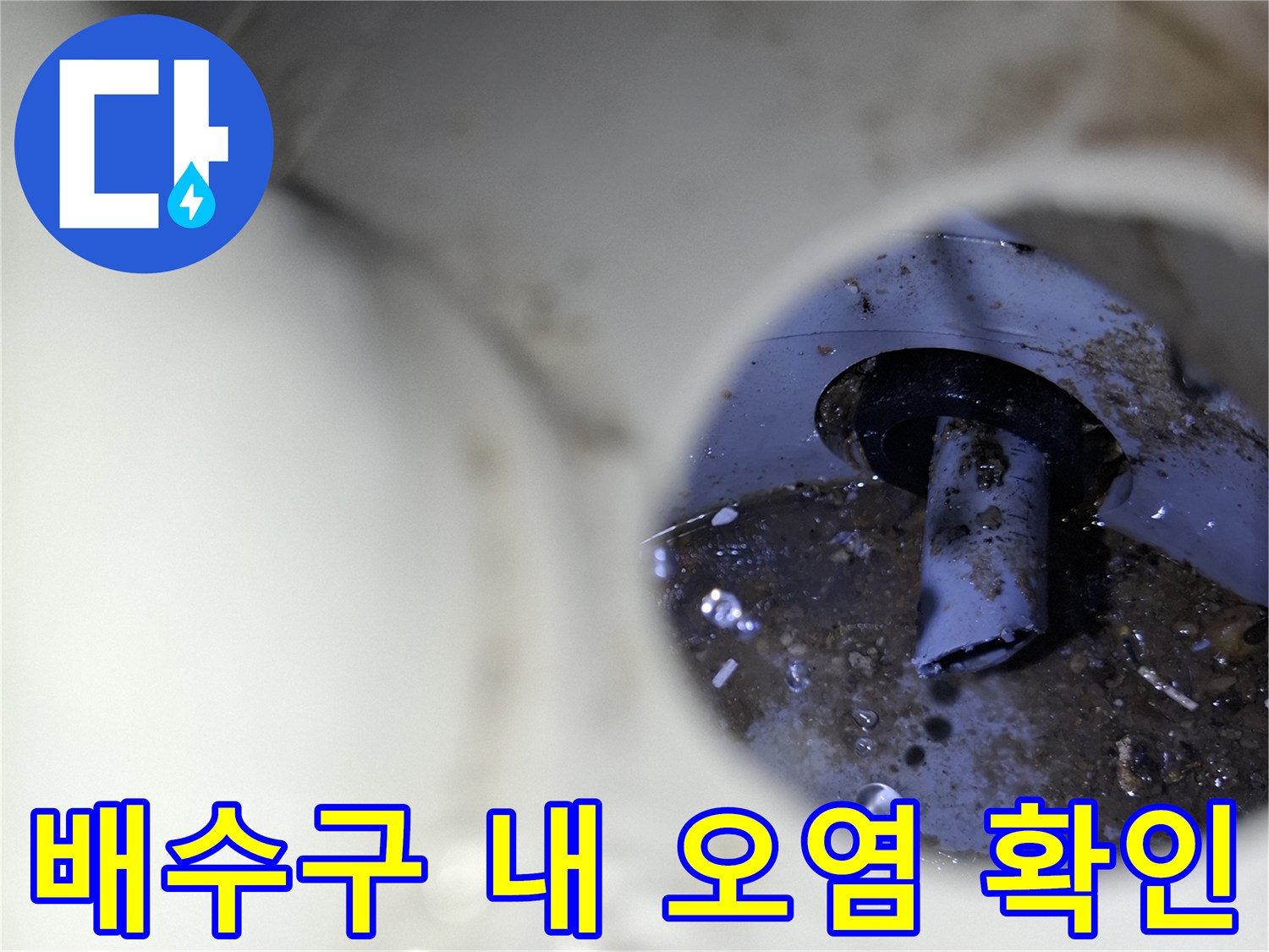 배수관-내부의-물기와-오염된-이물질-확인