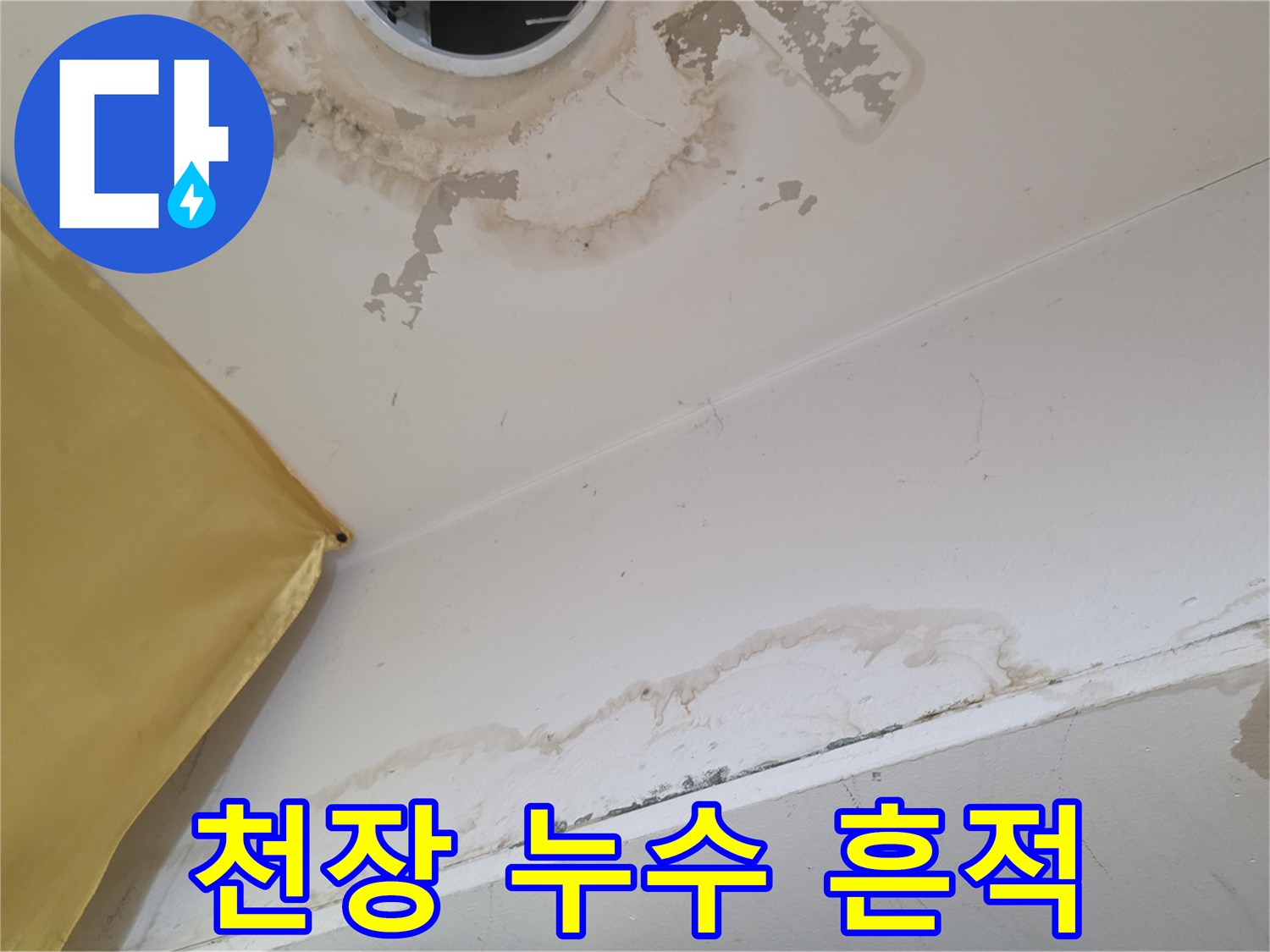 천장 모서리 부근의-물샘 자국과 얼룩