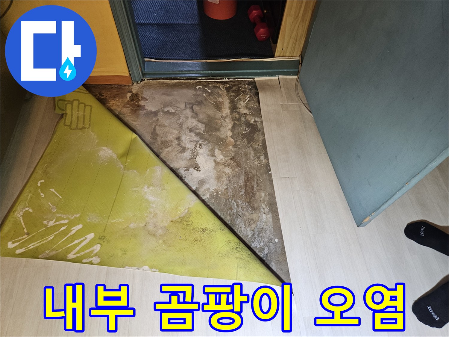 벽지 뒤쪽-심하게 오염된 벽체 상태