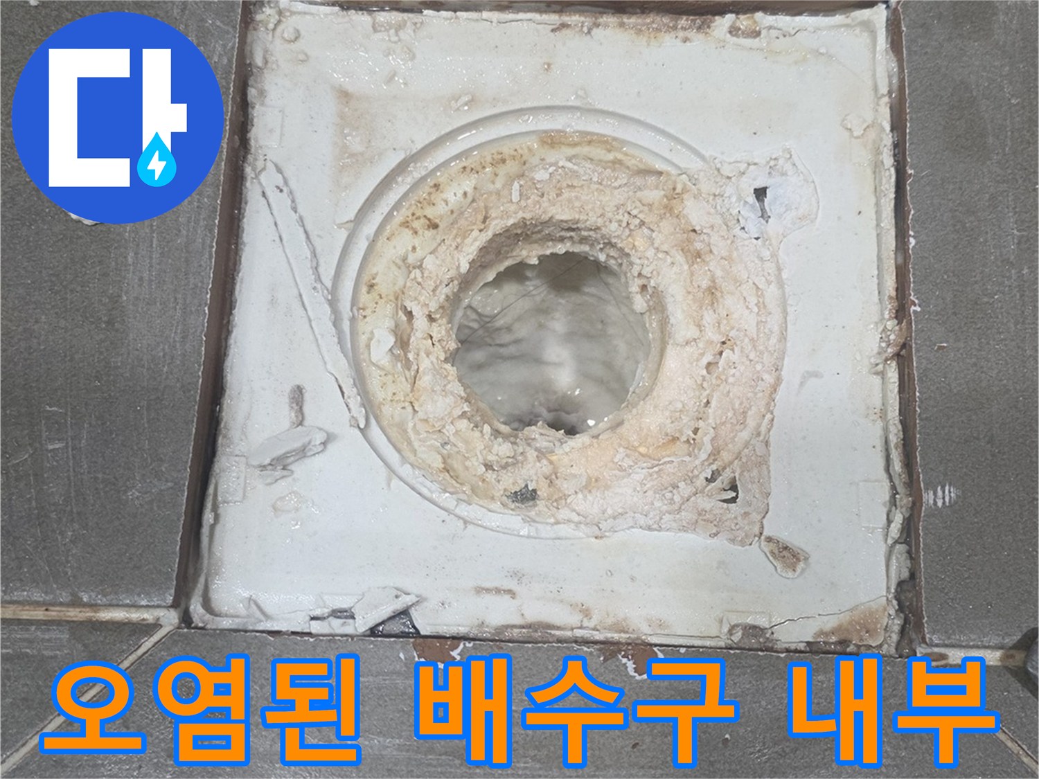 배수구-내부-배관-주변의-지저분한-잔여물-상태
