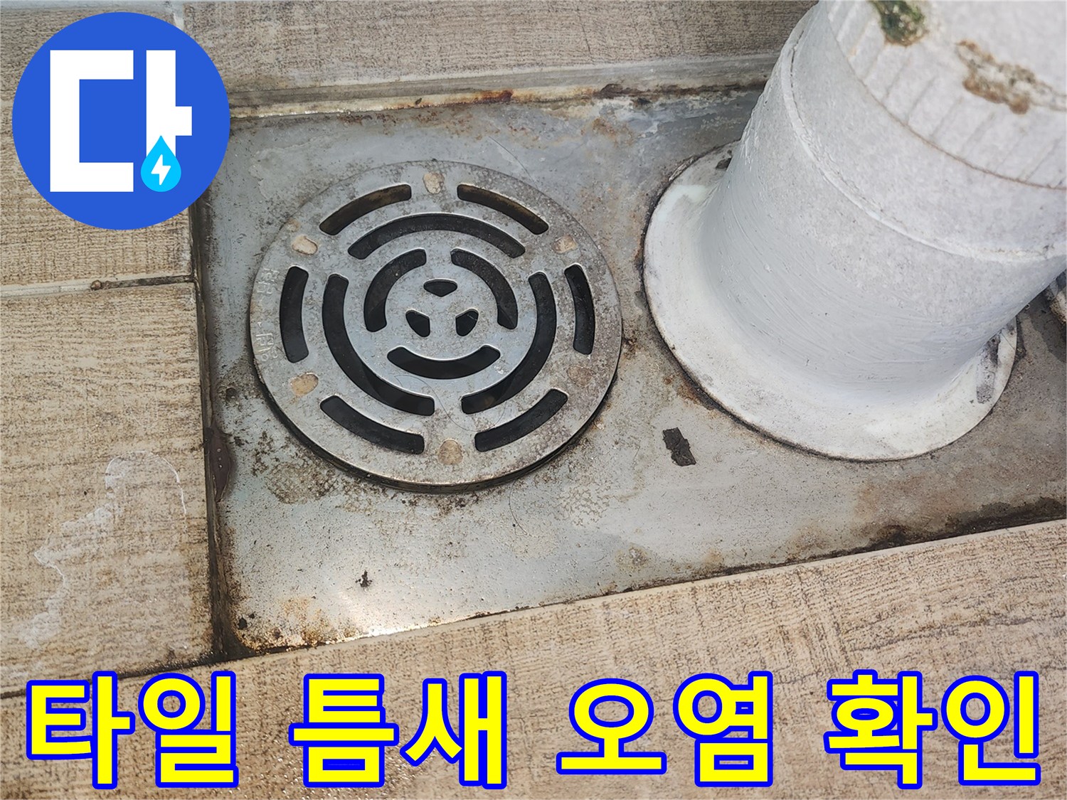 배수구-주변-타일-줄눈-오염-상태-관찰