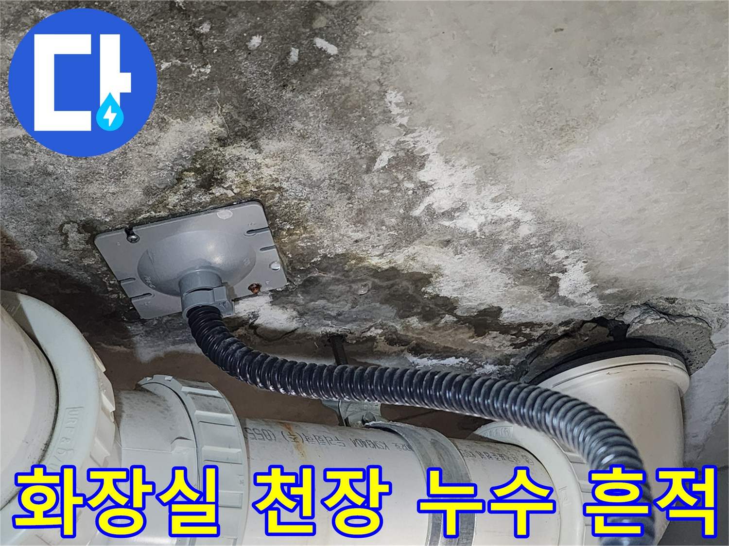 습기로-얼룩진-천장-배관-주변-콘크리트