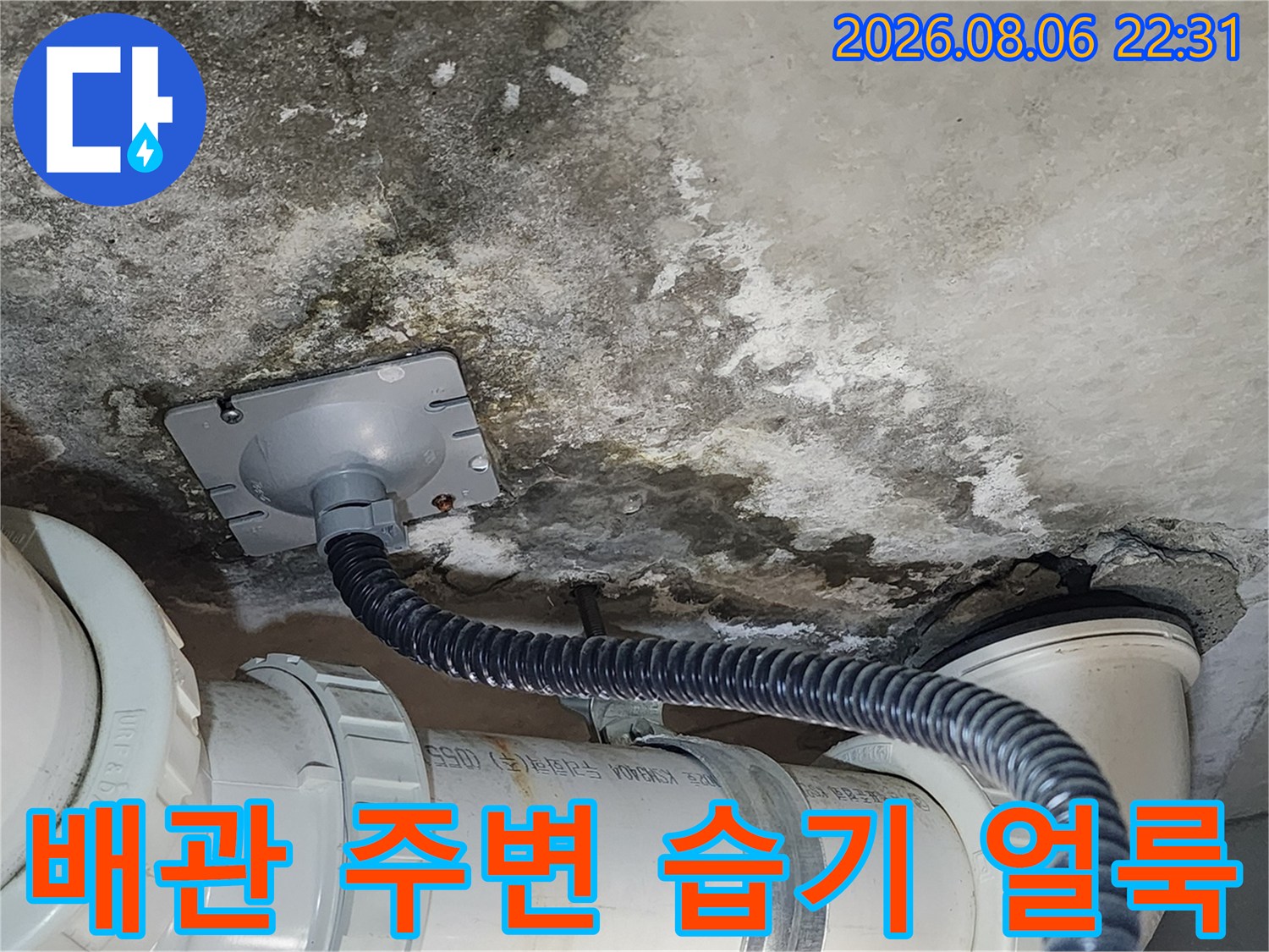 습기로-오염된-천장-콘크리트-배관-주변부