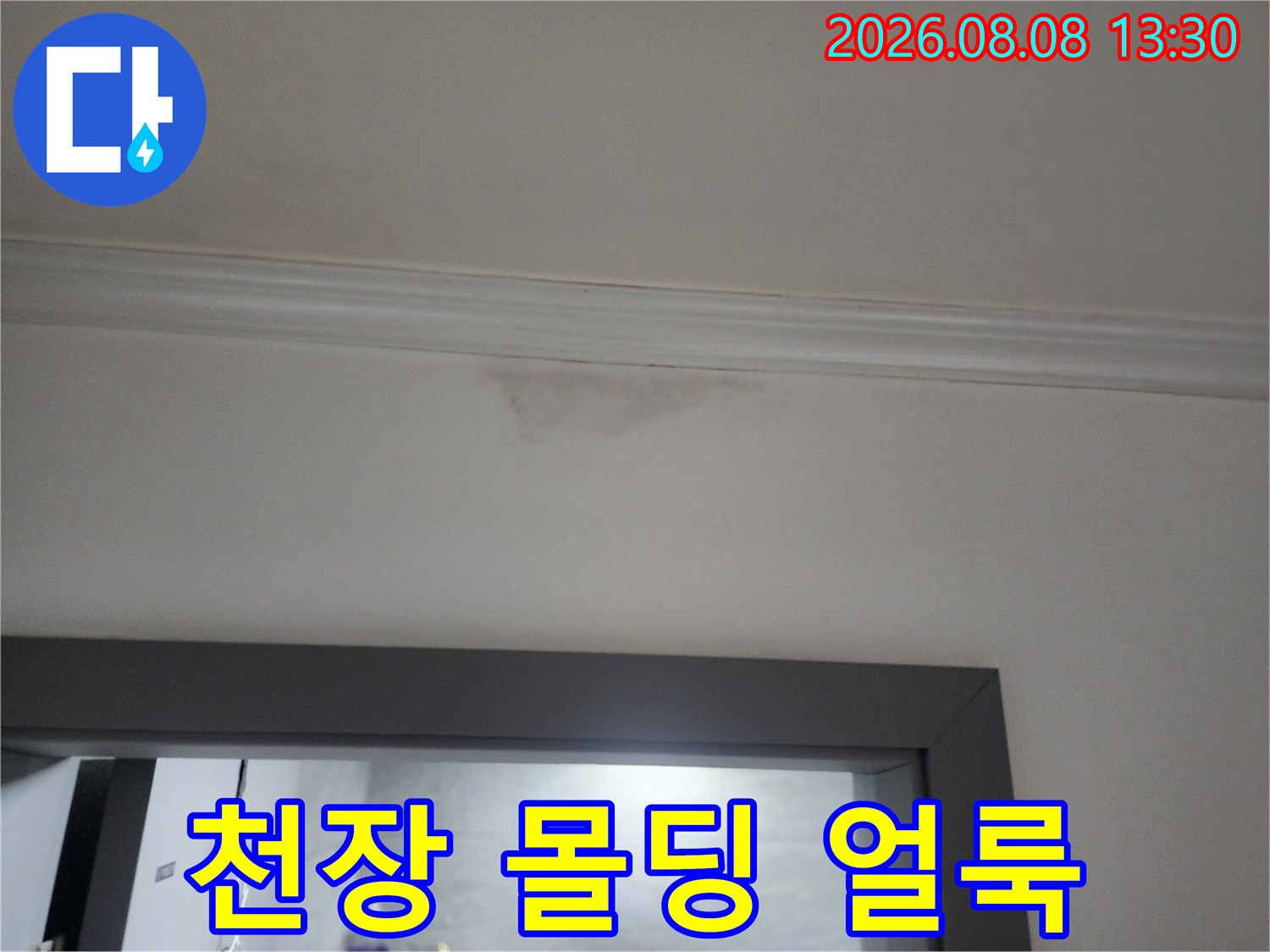 하계동 현장-젖어 있는 천장 벽지 부위