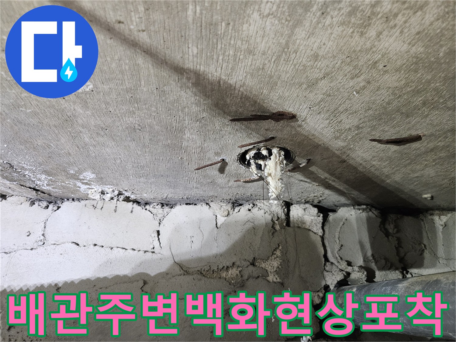 중계동-아파트-욕실-천장-하수관-이음새-물샘-흔적