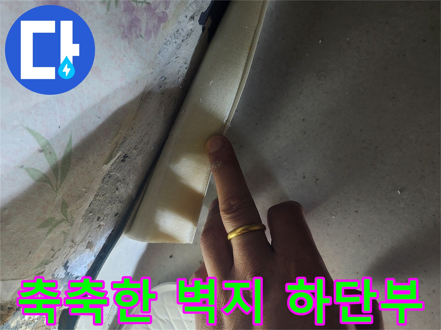 벽지-들뜸과-습기-머금은-상태