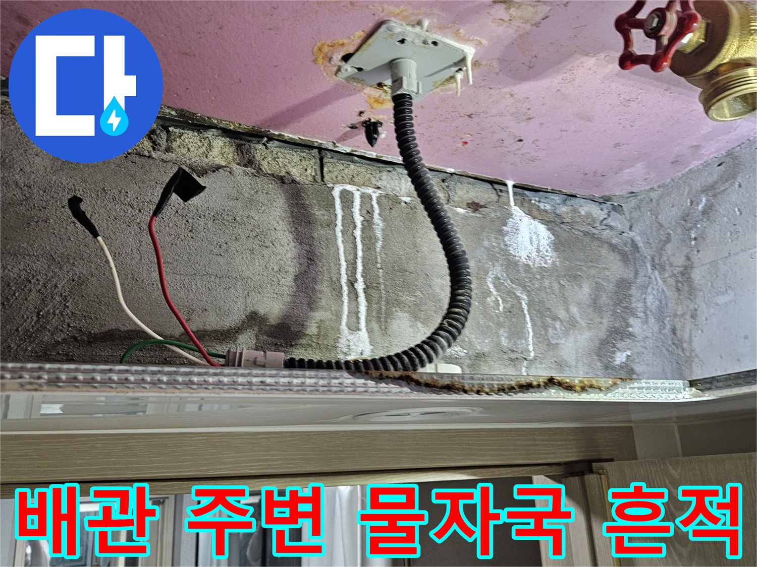 천장-내부-배관-연결-부위의-습기-및-오염