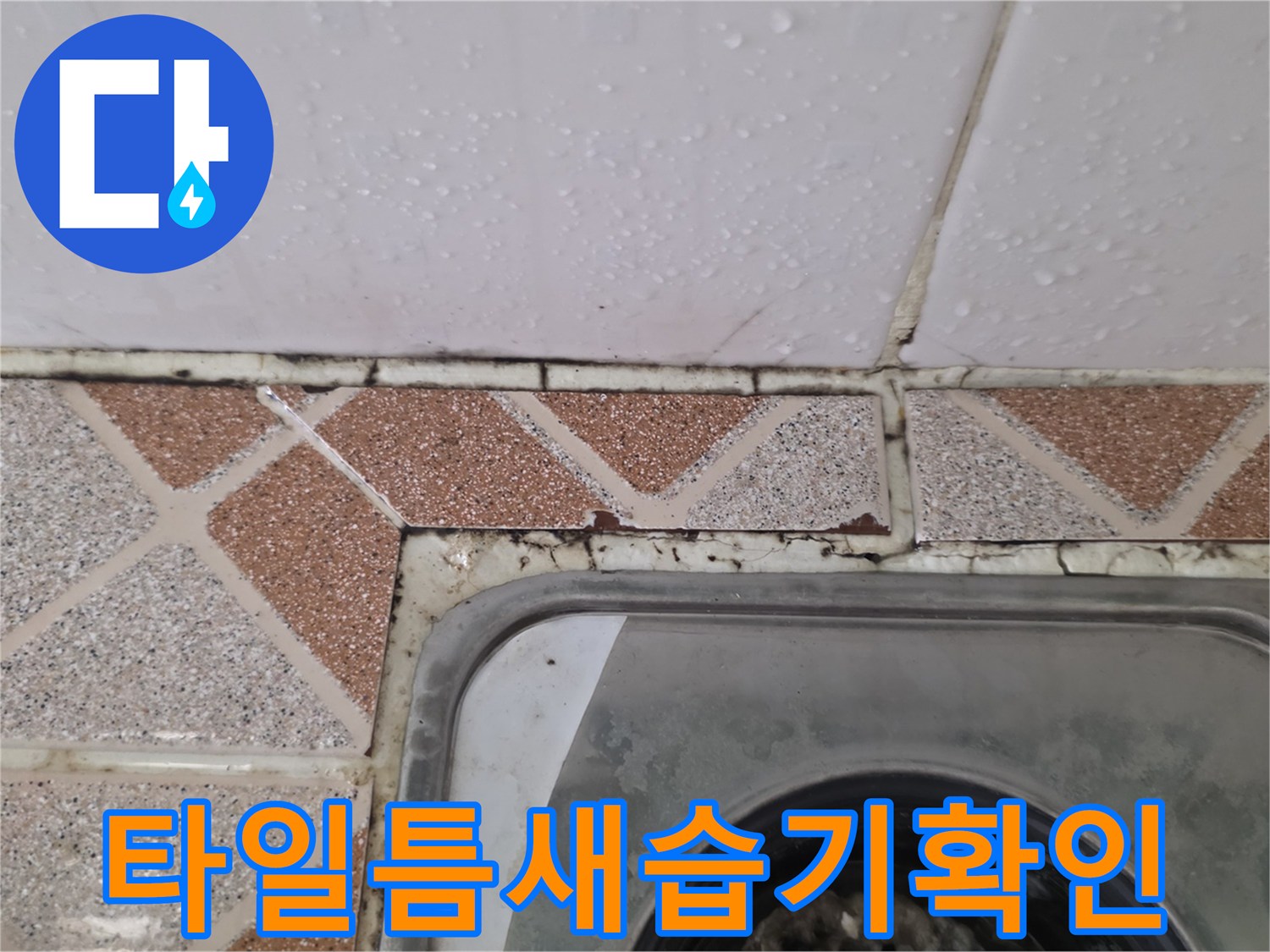 욕실 유가 주변-타일 메지 탈락 및 습기 상태