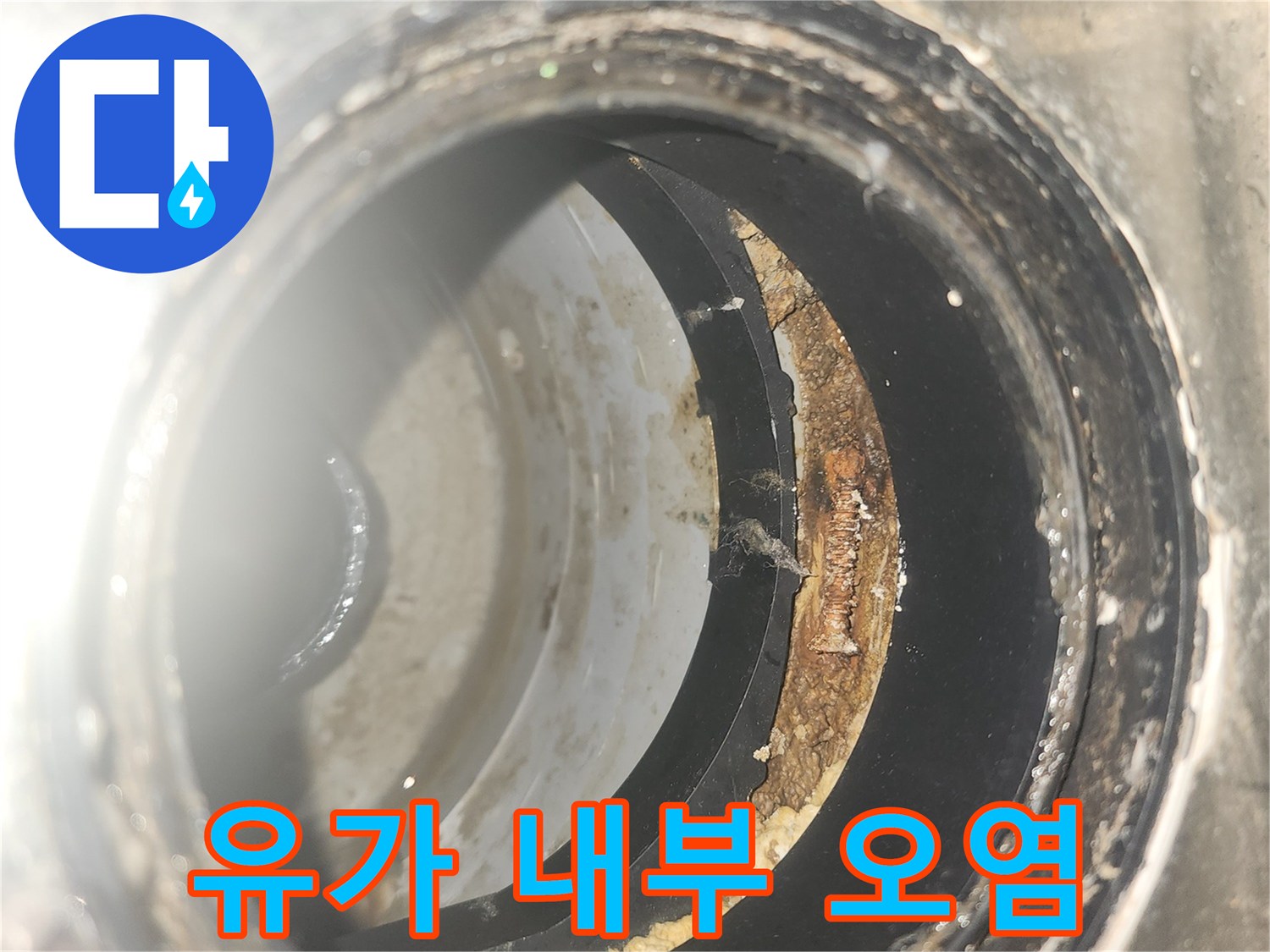 세탁실-배수구-내부-방수층-손상-모습