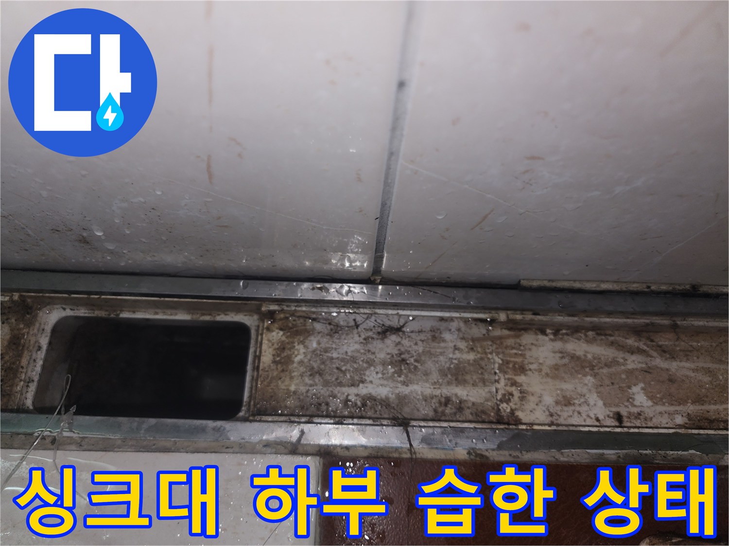 습기가-스며든-싱크대-하부장-배관-주변