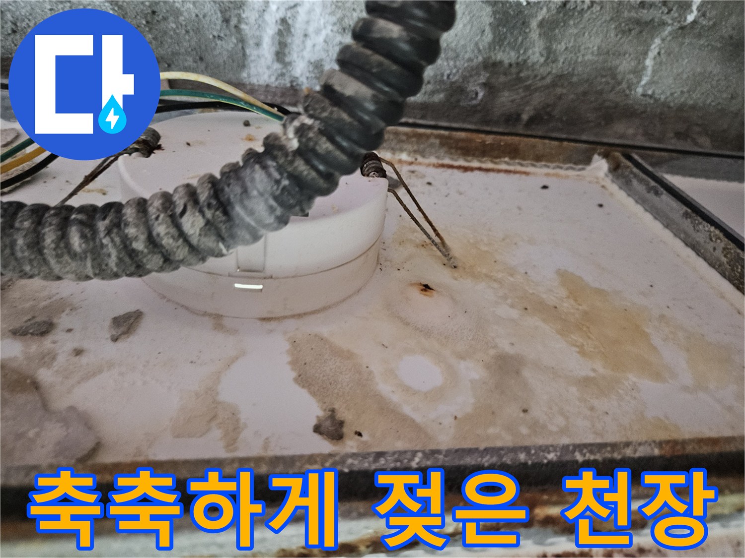 천장 마감재 주변의-습기로 인한 변색 및 오염