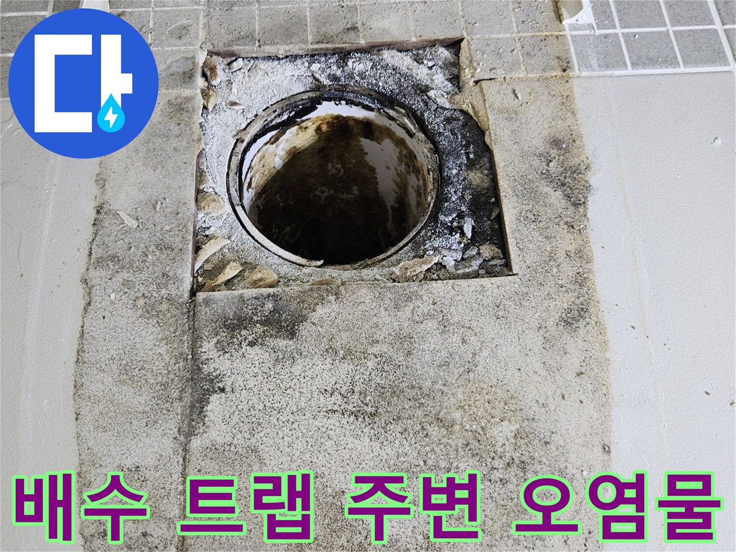 하수구-배관-입구의-심한-곰팡이와-오염흔적