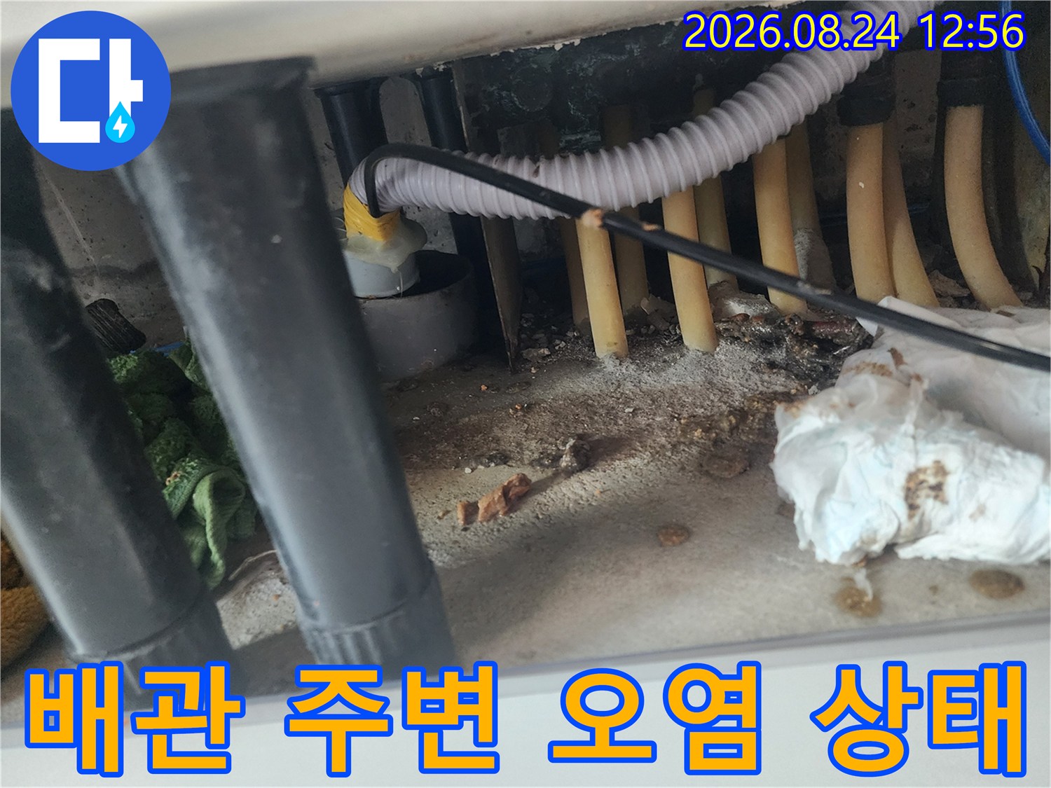 싱크대-하부장-배관-주변의-찌꺼기와-습기