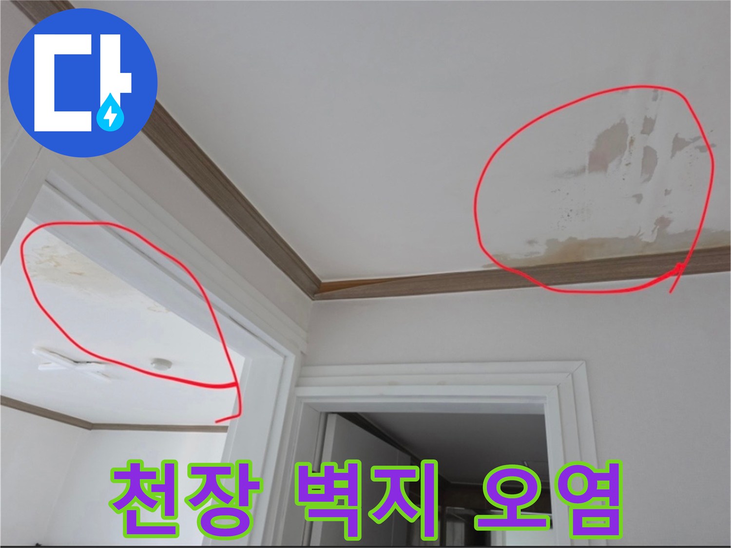 아파트-천장-벽지의-누수-로-인한-변색-및-오염