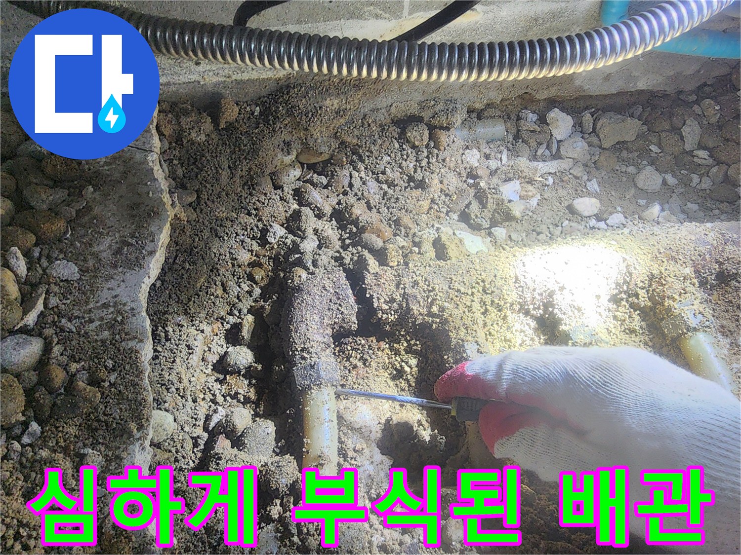 금속 재질의 분배기가 흙 속에서 발견된 모습