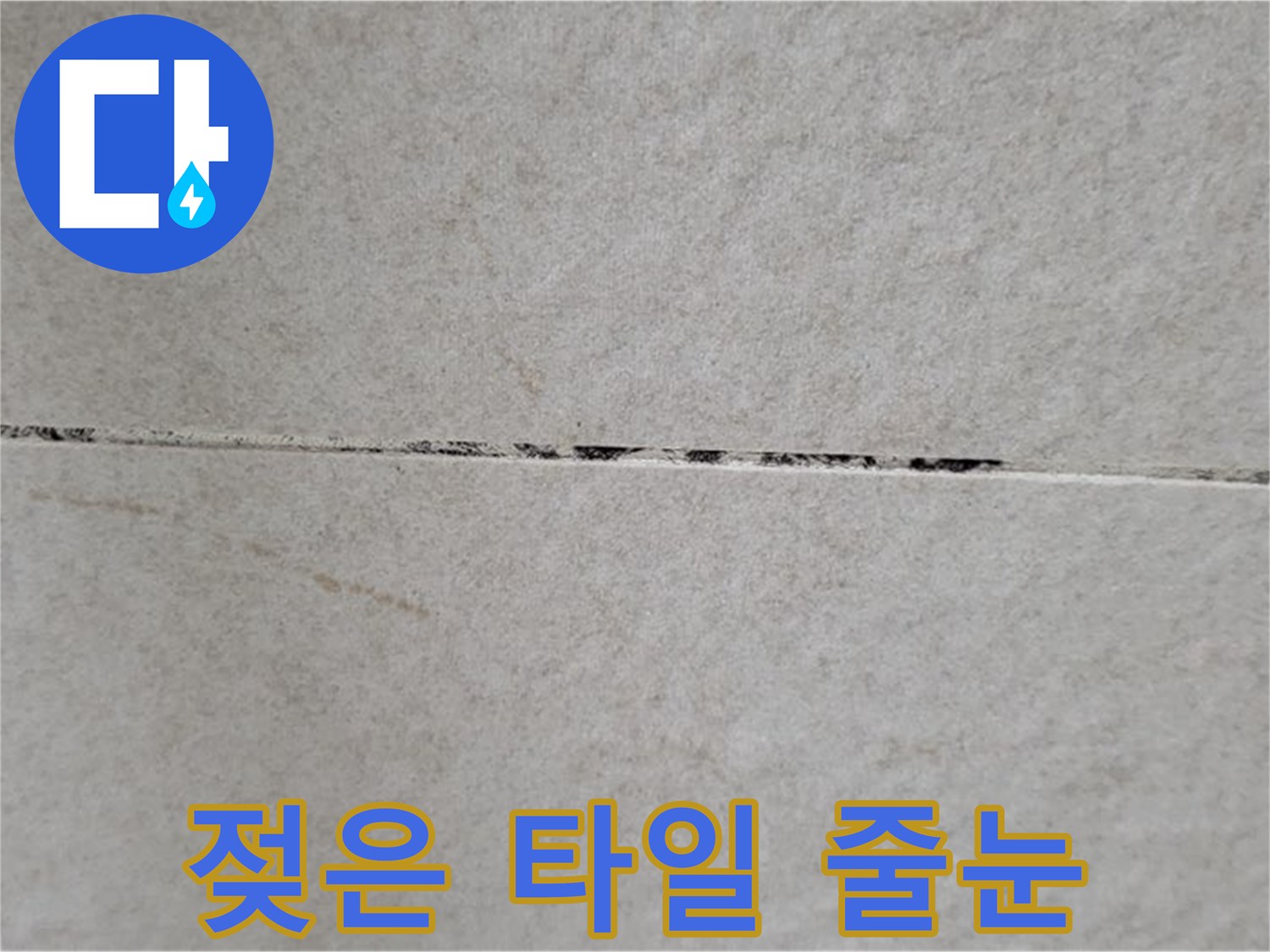 물기가 스며들어 어둡게 변한 타일 이음새
