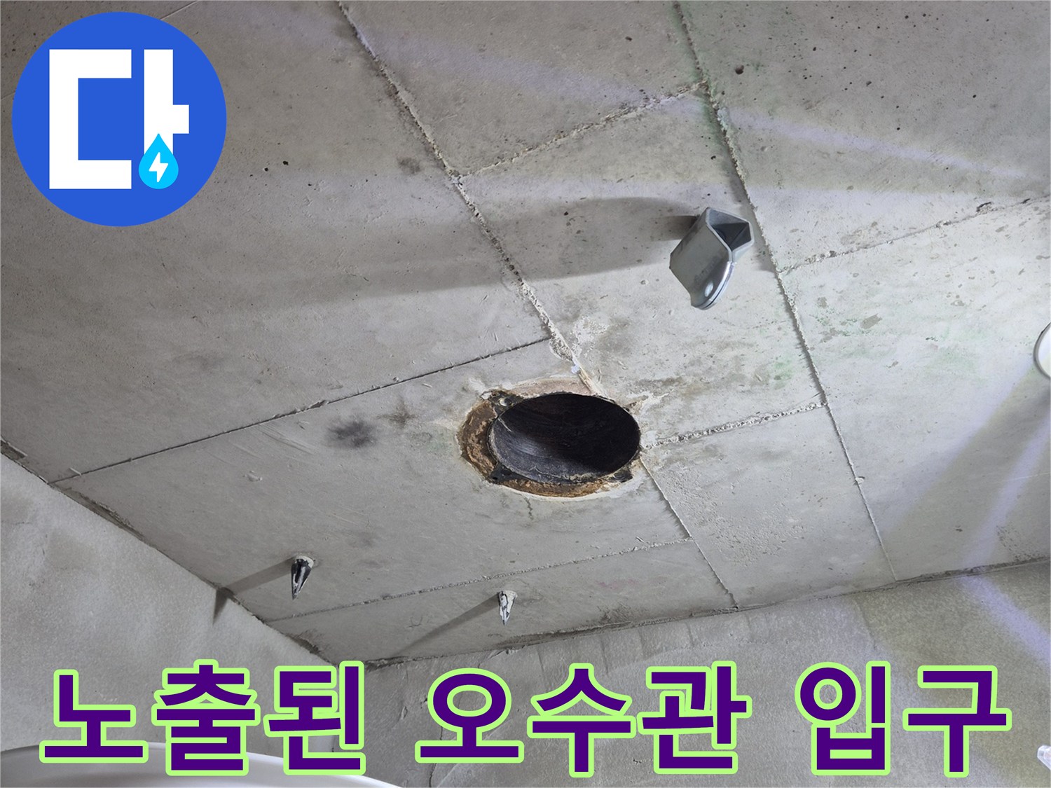 변기 탈거 후-드러난 오수관 구멍