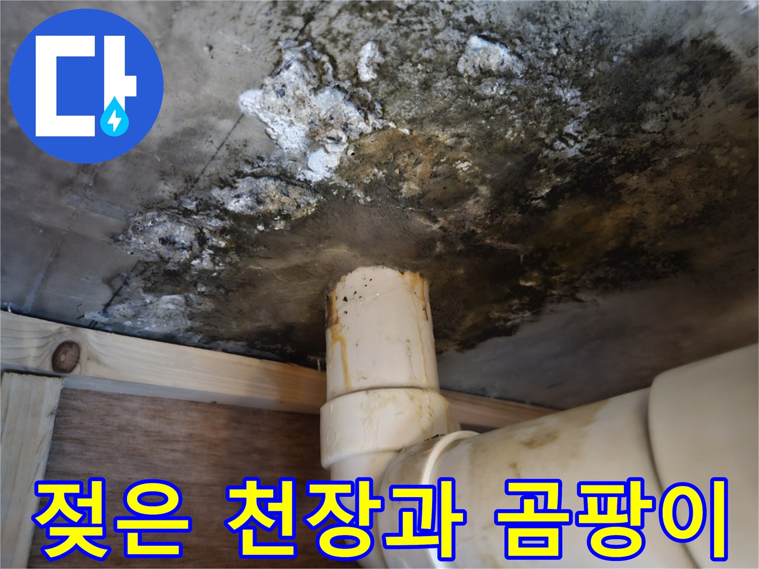 누수로-오염된-천장-배관-주변-상태