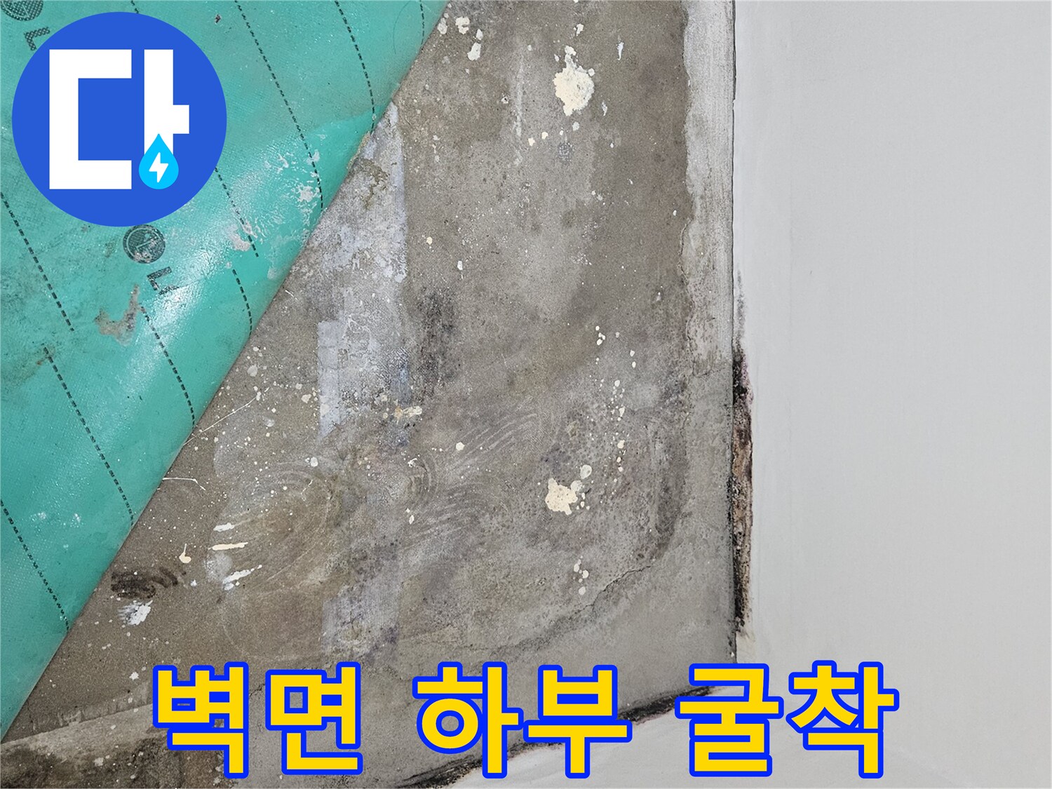 누수 지점-조사를 위해-드러낸 벽체 하단