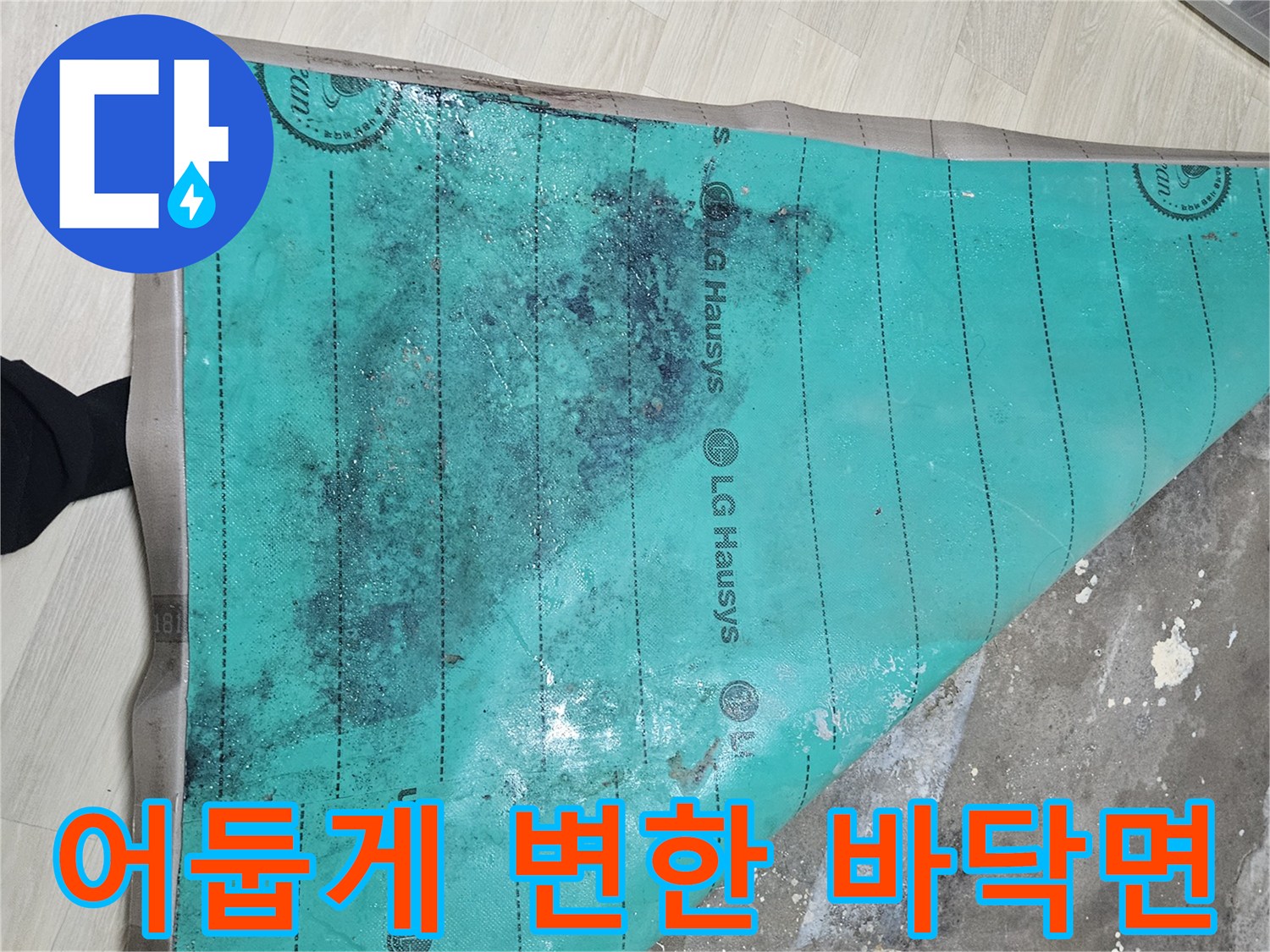 물에-젖은-바닥재의-변색된-모습