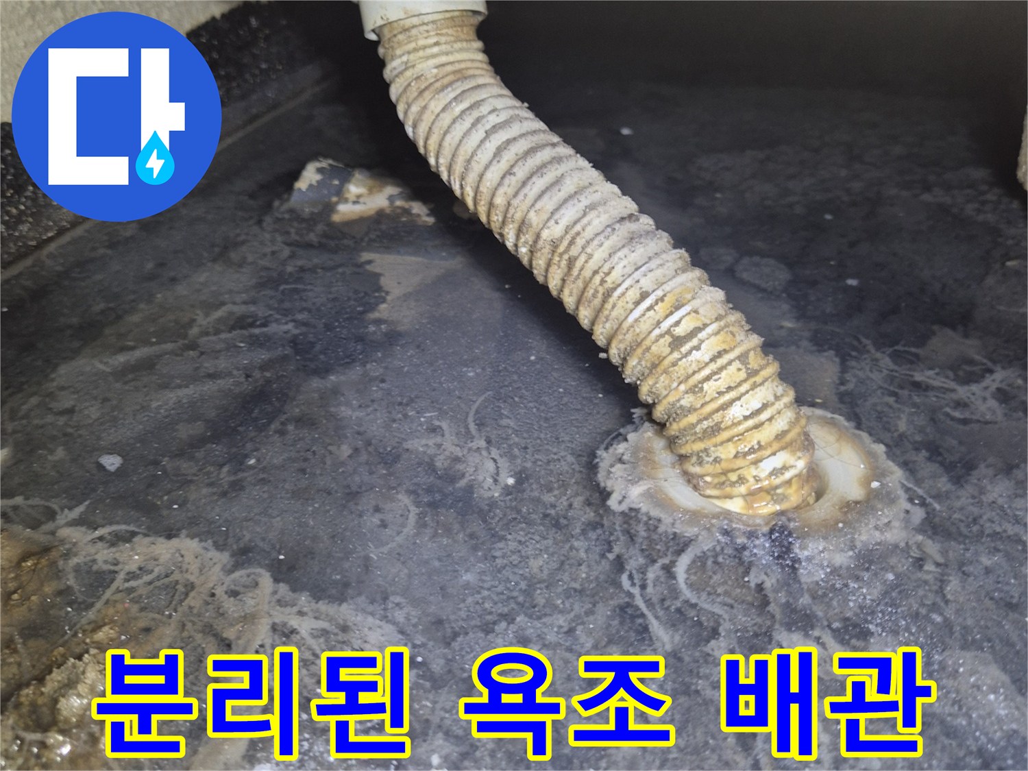 욕조 내부-배관 연결부 누수 지점