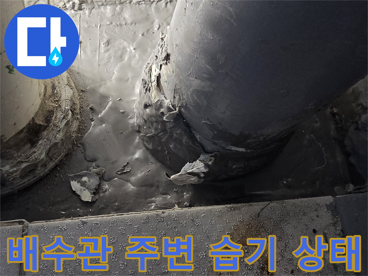 배수관-연결-부위의-습기와-이물질