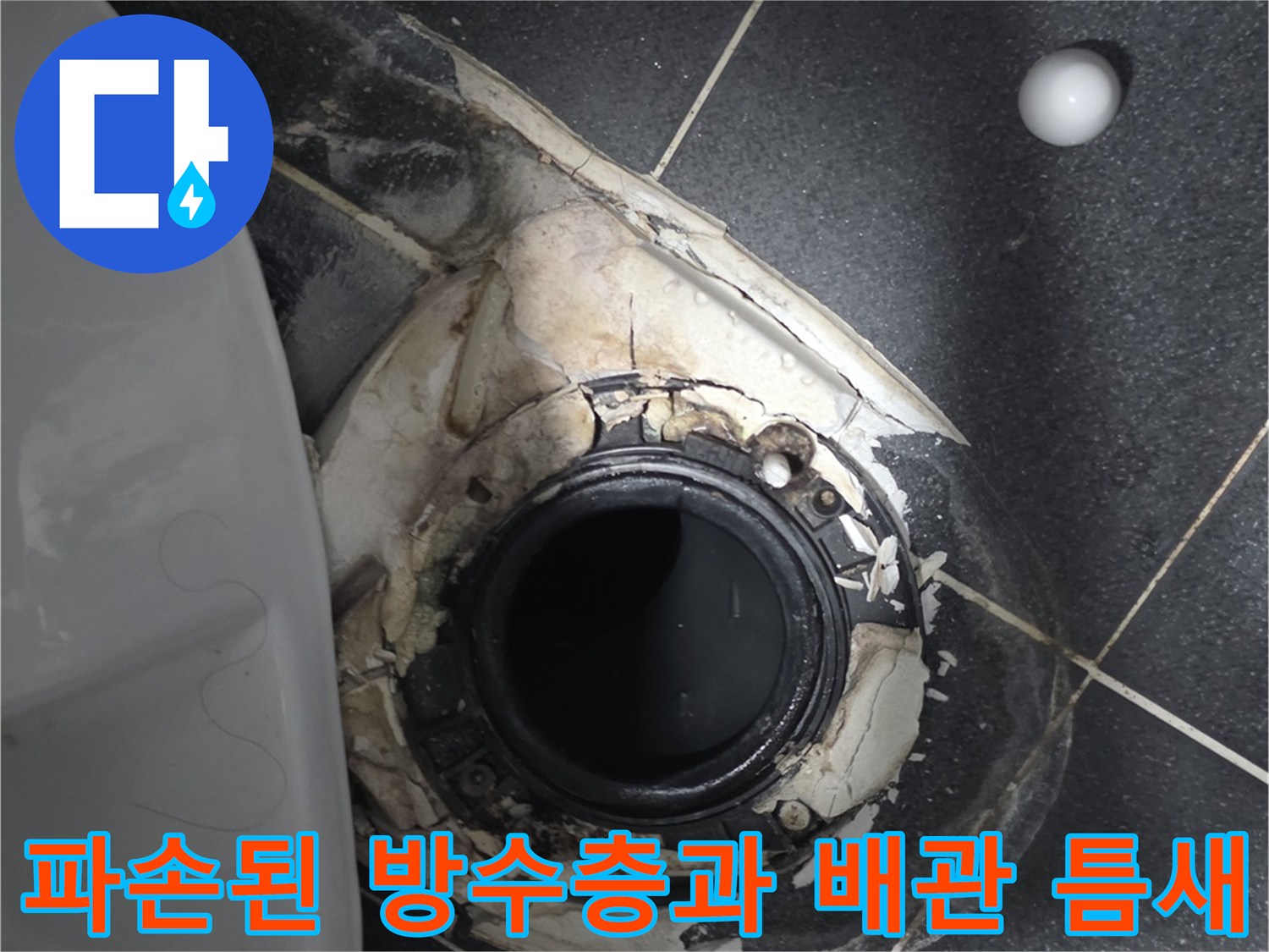 배수구-하부-배관-연결-부위의-방수층-박리