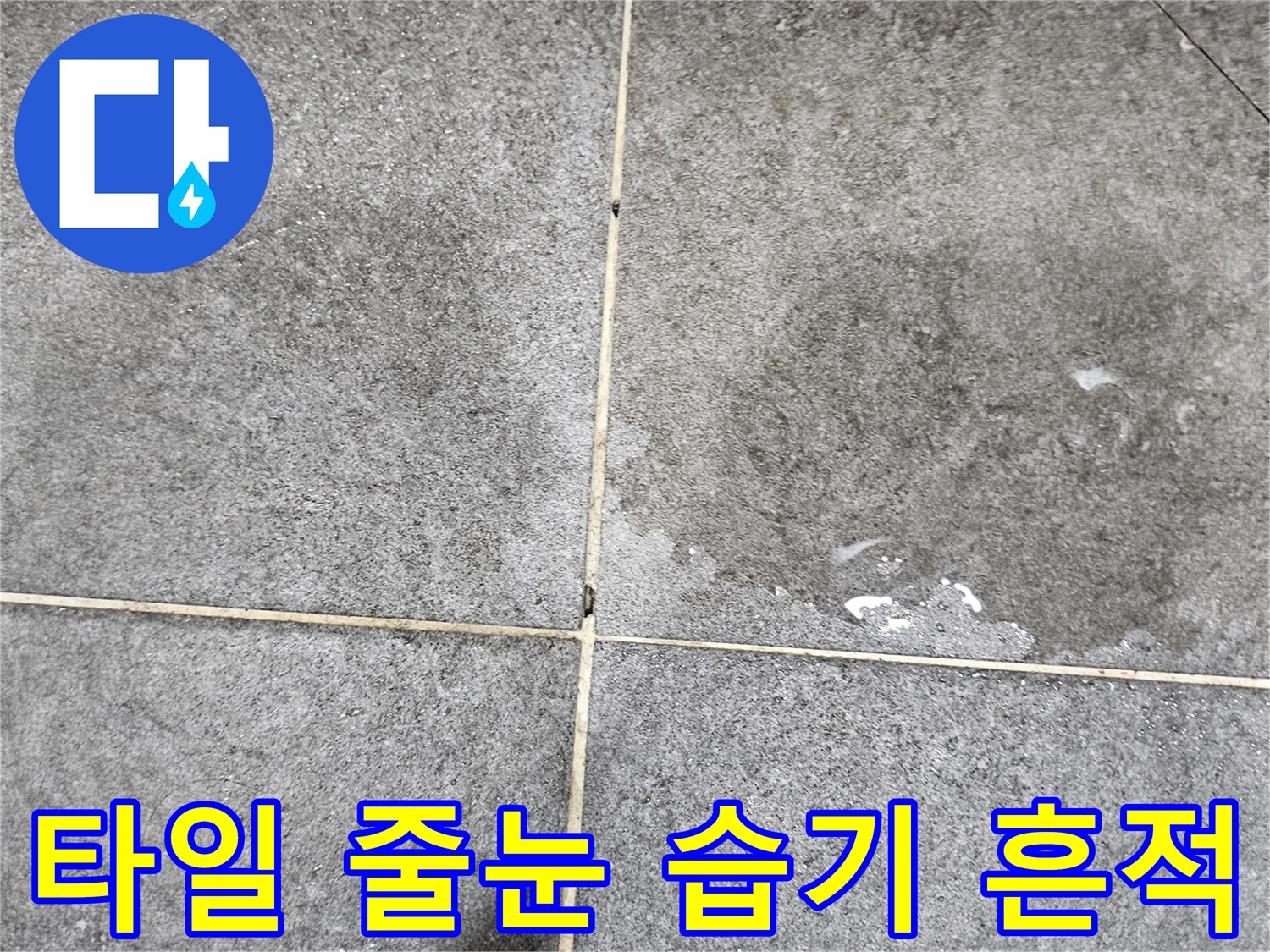 화도읍 현장-물기가 스며든 타일 줄눈 부위